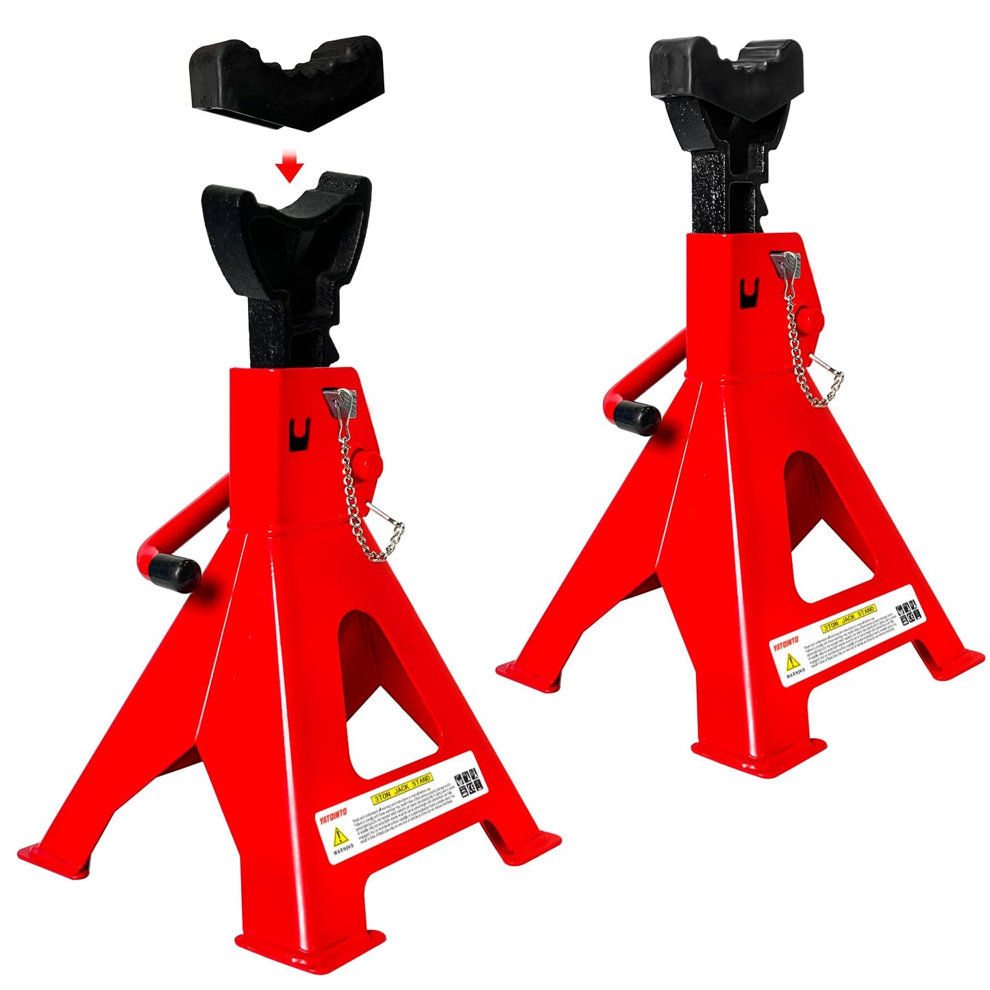 Jack Stands 3 Ton (6,600 LBs), 11.22"-16.54" Adjustable with Double Pin Locking for Reinforced Safety. Car Jack Stand with Extra Rubber Pads for Trucks, Home,Garage,Lifting,1 Pair Red