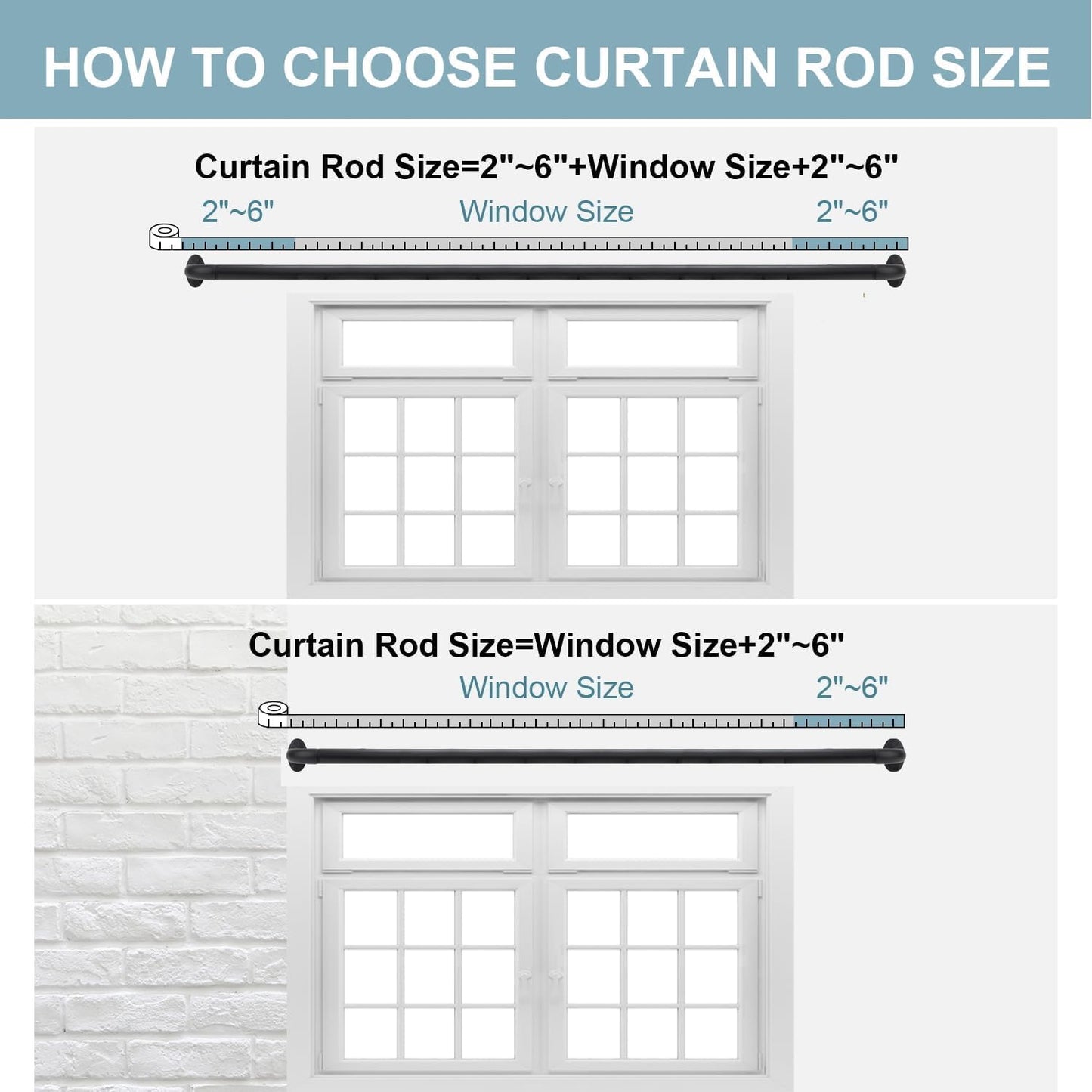 Blackout Curtain Rod For Windows,Wrap Around Curtain Rods 1 Inch Diameter,Room Darkening Curtain Rod for Windows 66 to 120 Inches,Black
