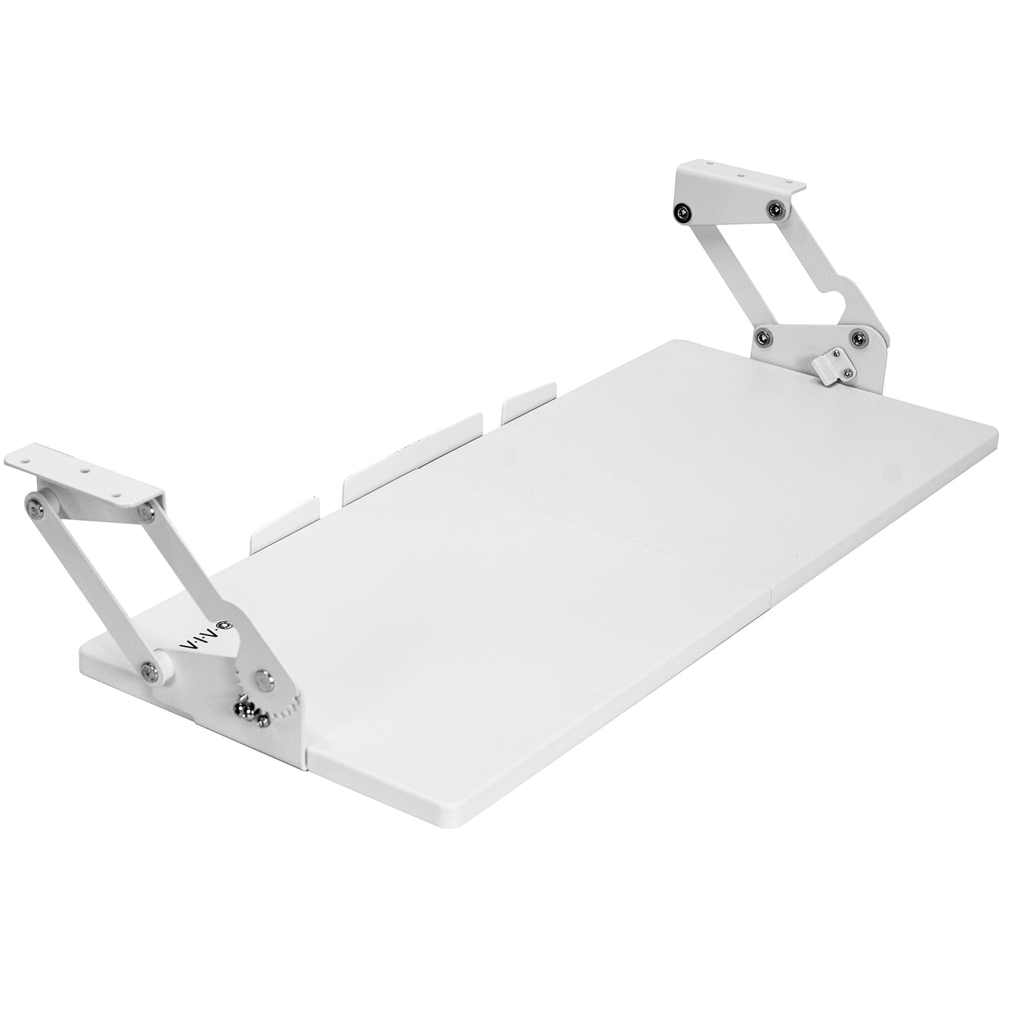 VIVO Large Under Desk 27 x 11 inch Computer Keyboard and Mouse Tray, 12 Settings with Swinging Height Adjustment, Platform Drawer for Typing, White, MOUNT-KB08SW