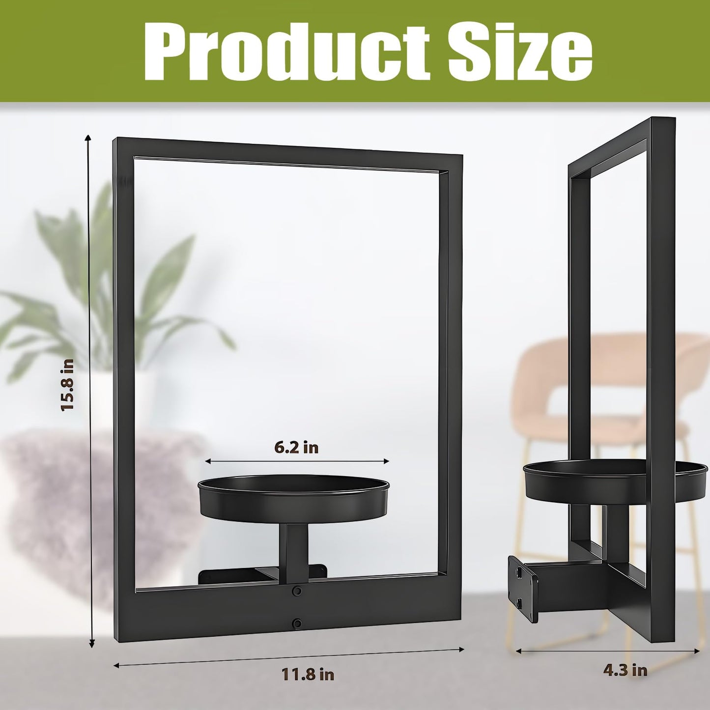 BIRGILT Picture Frame Wall Plant Holder - Window Plant Shelf - Modern Style Plant Stand Indoor, Plant Shelves Indoor - Metal Plant Shelf Wall Decor - 2 Pack, Black (Pot & Plant Not Included)