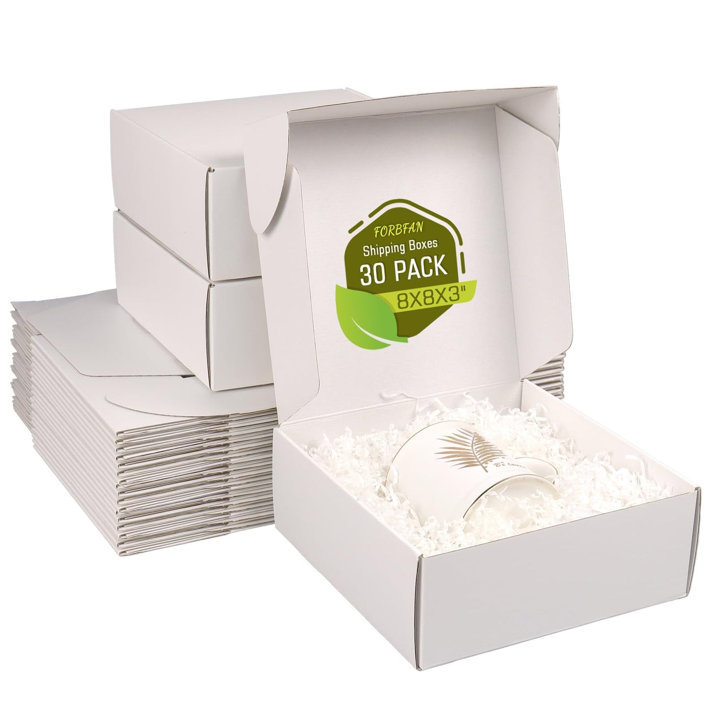 8x8x4 Inch White Shipping Boxes 30 Pack, Mailer Boxes for Packaging Small Business Supplies, Cardboard Boxes for Packaging, Packing Gift Boxes