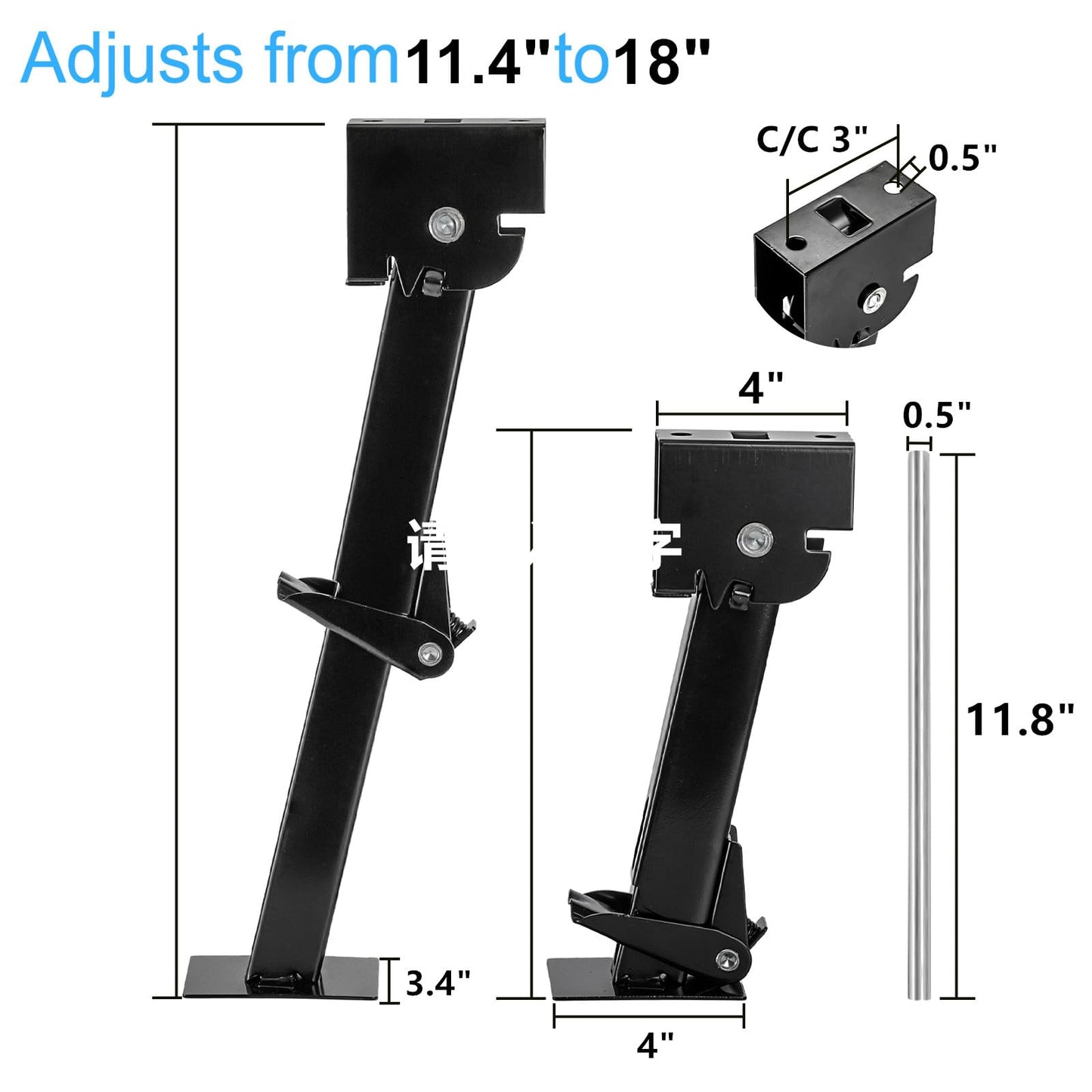 Yesland 2 Pack Trailer Stabilizer Jacks, Telescoping RV Camper Accessories with Adjustment Jack Rod Handle for Travel 450kg(1000 Lbs) Capacity Each, 11.4"-18"