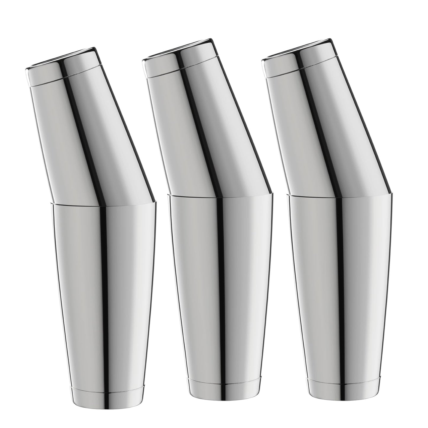 WOTOR Boston Cocktail Shaker Set, 18 oz & 28 oz Stainless Steel Weighted Shaker Tins, Metal Martini Shaker Drink Mixer for Bartending, Professional Bar Tools for Bartender（3 Pack）