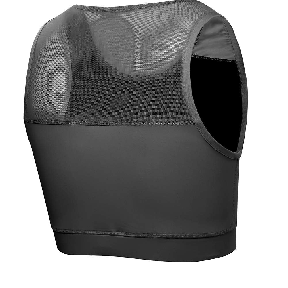 Idtswch Chest Binder For Transgender Breast Binder Half Ftm Binder Flat Binder Bra Cotton Elastic(Black,L)