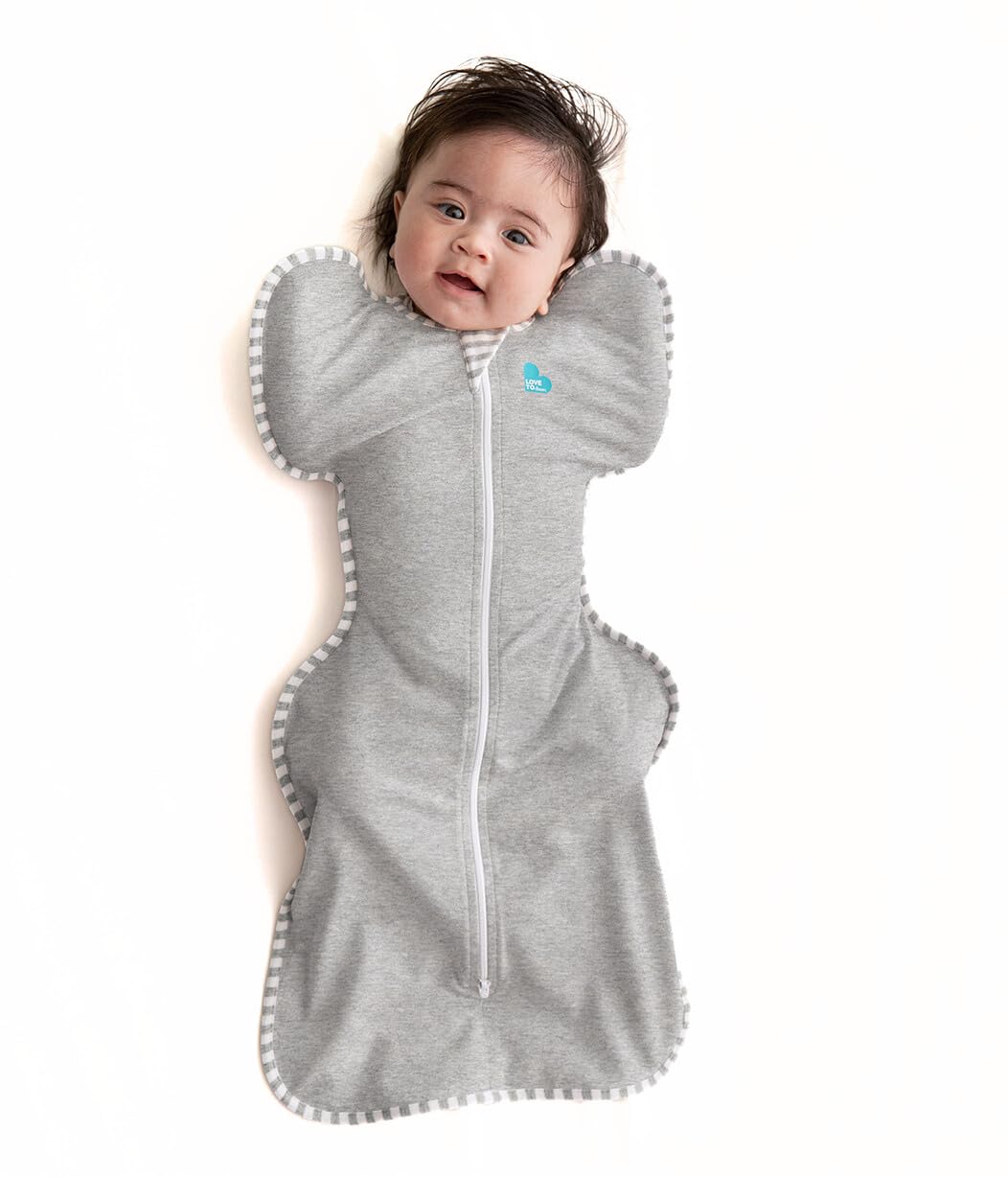 Love To Dream Swaddle Up, Newborn 2.2-3.8 kg, Grey, Snug Fit, Supports Healthy Sleep Routine, 1.0 TOG -Ideal for 20-24°C Temperatures, Machine Washable Cotton blend & Double Zip for Easy Nappy Changes