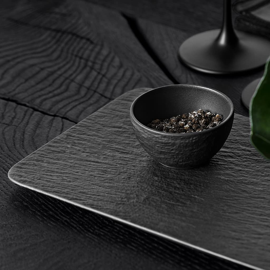 Villeroy & Boch 10-4239-2281 Manufacture Rock Rectangular Serving, Beautifully Shaped Presentation Plate Maoffrom Premium Porcelain, Dishwasher Safe, Black