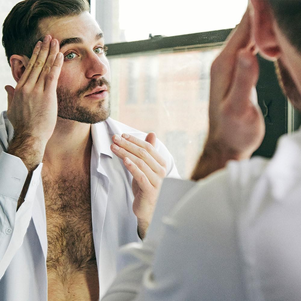 Brickell Men's Anti Aging Hyaluronic Acid Serum for Face, Reviving Day Serum for Men, Natural & Organic Vitamin C Face Serum With Protein Peptides to Restore Firmness and Collagen, 30ml, Unscented