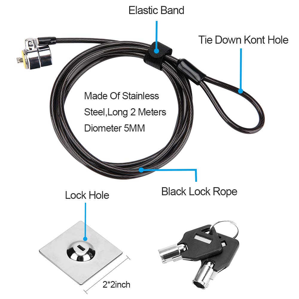 Loradar Keyed Alike 5Pack Laptop Cable Lock Hardware Security Cable Lock Anti Theft 5 Keys 6.7Foot Compatible for Laptops, iMac,Mac Mini & Other Devices Longer Cable & Stronger Pivoting Lock Head(