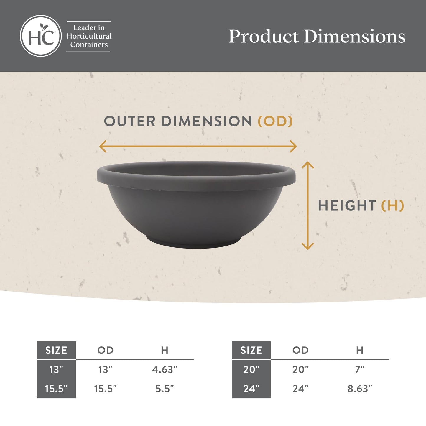 The HC Companies Shallow Planter with Drainage - Contemporary Garden Bowl Planter for Flowers, Herbs & More - Round Succulent Planter Pot for Indoors and Outdoors (20" Black, Pack of 2)