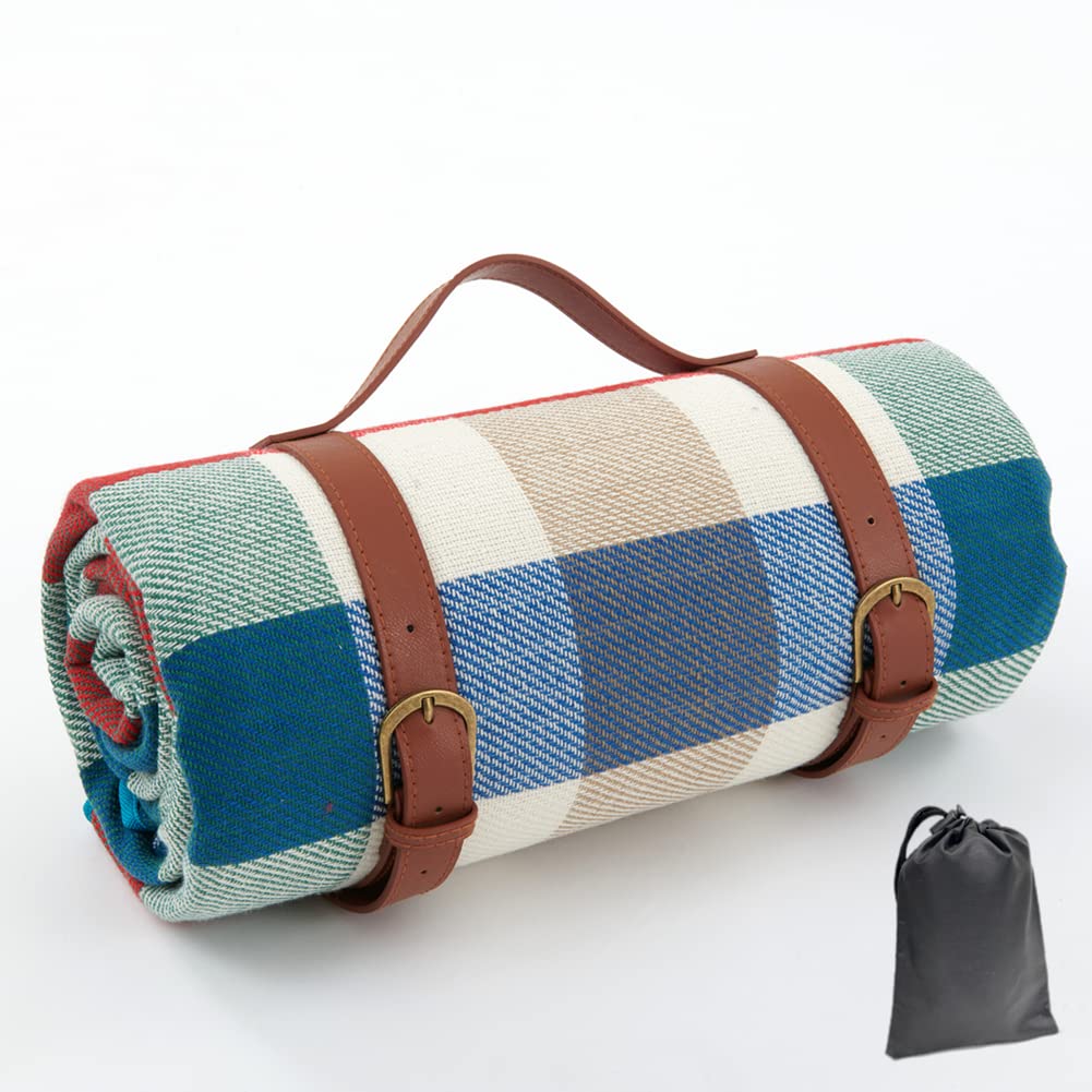 Picnic Blanket Extra large camping mat 78.7 in×78.7 in Three-layer thickening Waterproof and moisture-proof Suitable for family picnics, outdoor concerts, parks, travel（Comes a storage bag）