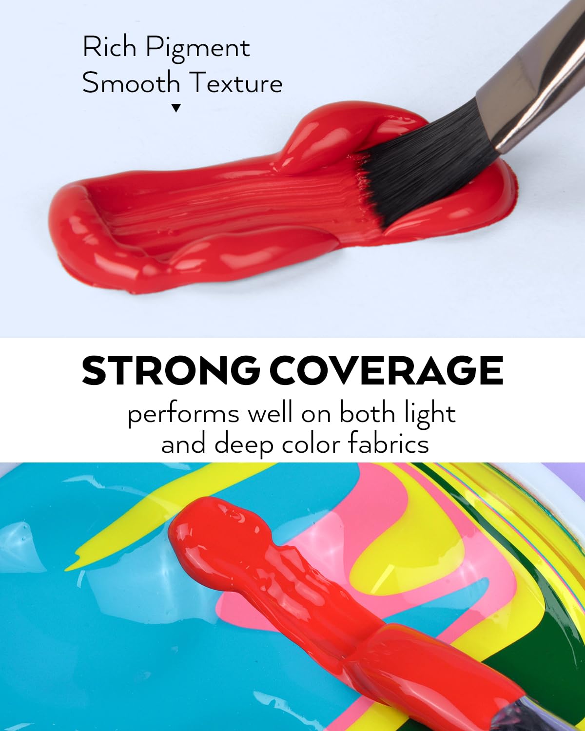 Nicpro 18 Colors Permanent Fabric Paint Set (8.45 oz, 250 ml) Soft Fabric Paint for Clothes, Non-Toxic Textile Paint for Fabric DIY Crafts, T-shirts, Shoes Jeans Bags Canvas with Color Wheel