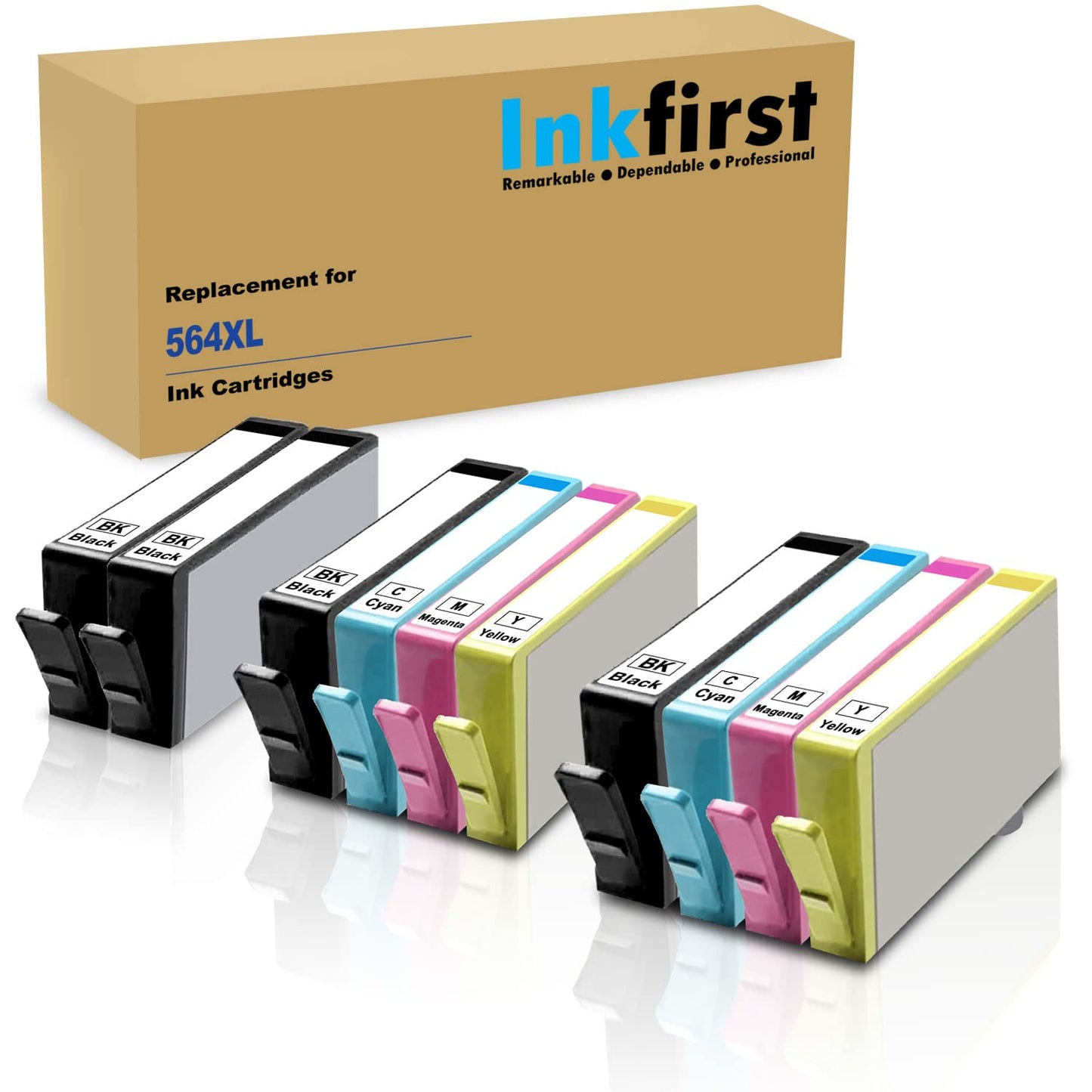 10 Inkfirst Compatible Ink Cartridges for HP 564 XL 564XL High Yield (4BK,2C,2M,2Y) OfficeJet 4610 4620 4622 Deskjet 3520 3522 Photosmart 5510 5515 5520 6510 6520 6525 B209a