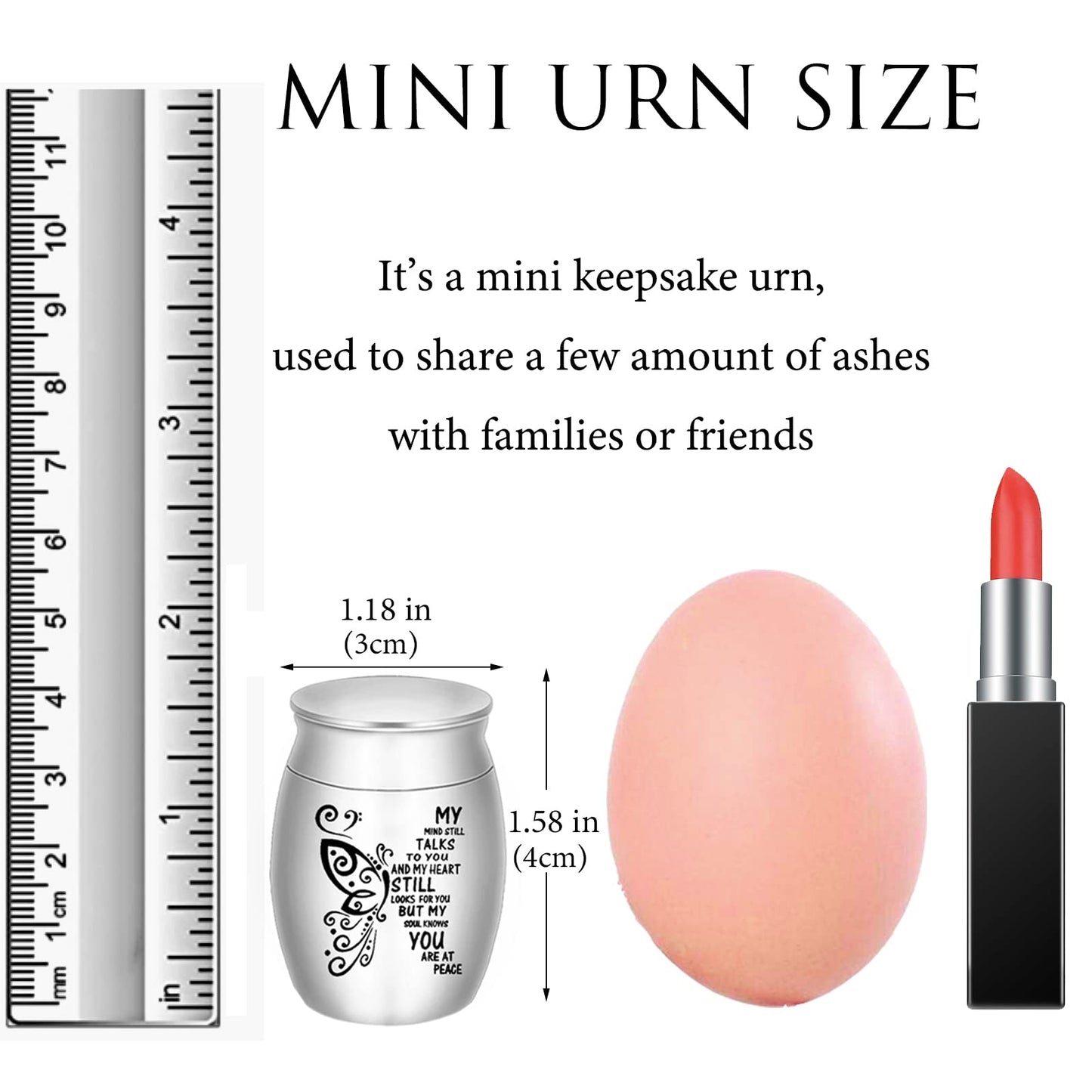Small Urns for Ashes - Set of 4 1.57 Inch High Aluminium Mini Keepsake Urns for Human/Pet Cremation Ashes - My Mind Still Talks to You