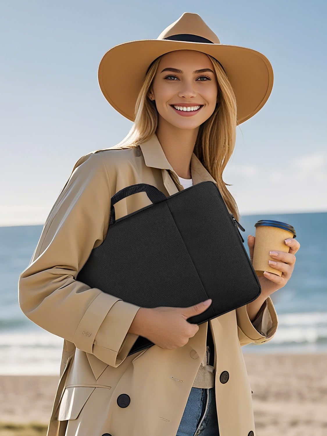 UPERFECT Laptop Sleeve 22-inch for Laptop/Portable Monitor/Notebook/Tablet with Large Capacity Side Pockets & Durable Handle-Waterproof/Shockproof-Padded Compartments-Zippered Accessory Storage