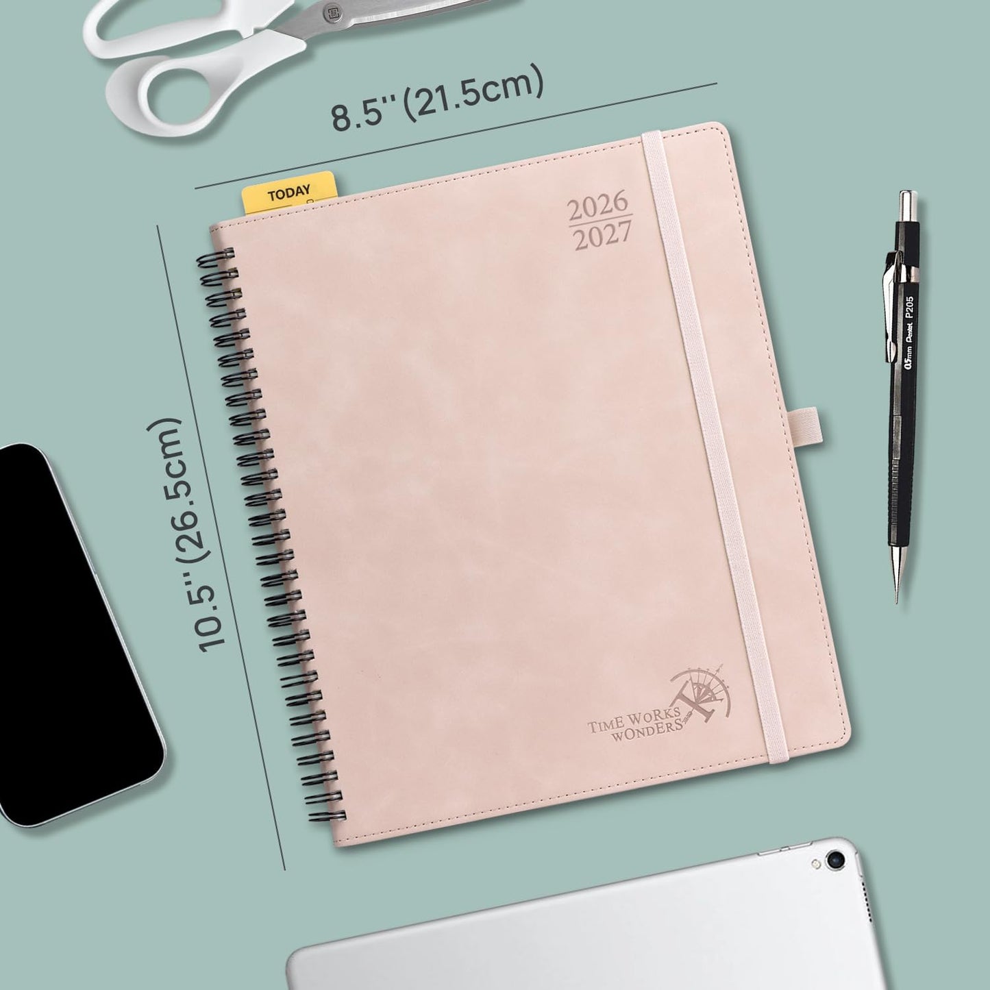 POPRUN Agenda 2026-2027 Weekly Planner Notebook (Large-8.5" x 10.5") Academic Calendar (JUL.26 - JUN.27) Appointment Book with Monthly Tabs, Inner Pocket, Spiral Soft Cover, 100 GSM - Brown