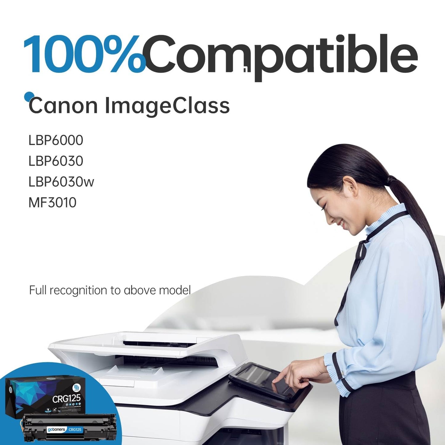 Gotoners Compatible with Canon 125 CRG125 Toner Cartridge for ImageClass LBP6000 LBP6030 LBP6030w MF3010 Printer Ink(2 x Black)