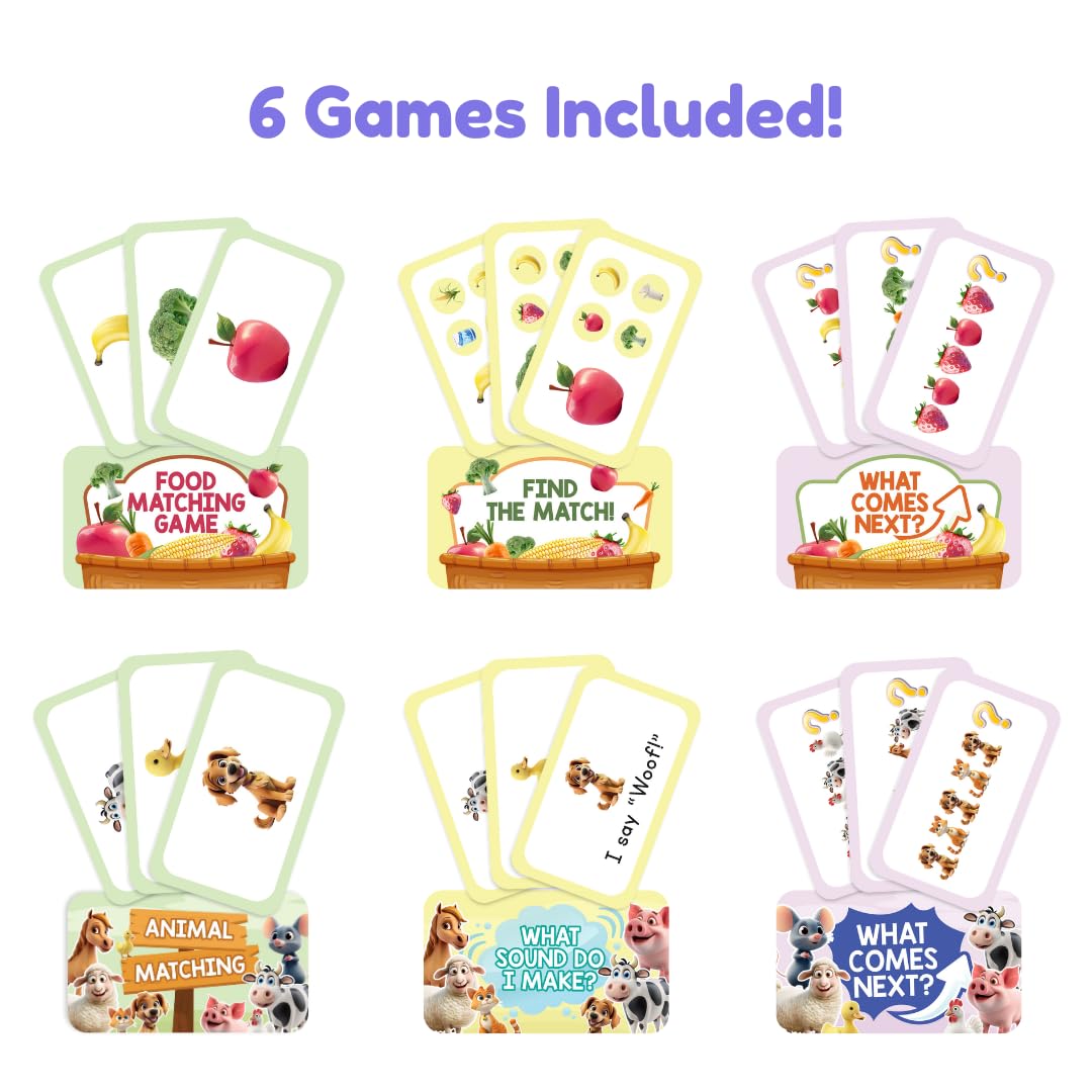 THE FIDGET GAME Popplers, Toddlers Early Learning & Educational Fidget Toy, Food & Farm Animals Popping Games, Teacher Must Have for Matching, Sound Recognition and First Words, 6 Mini-Games Included