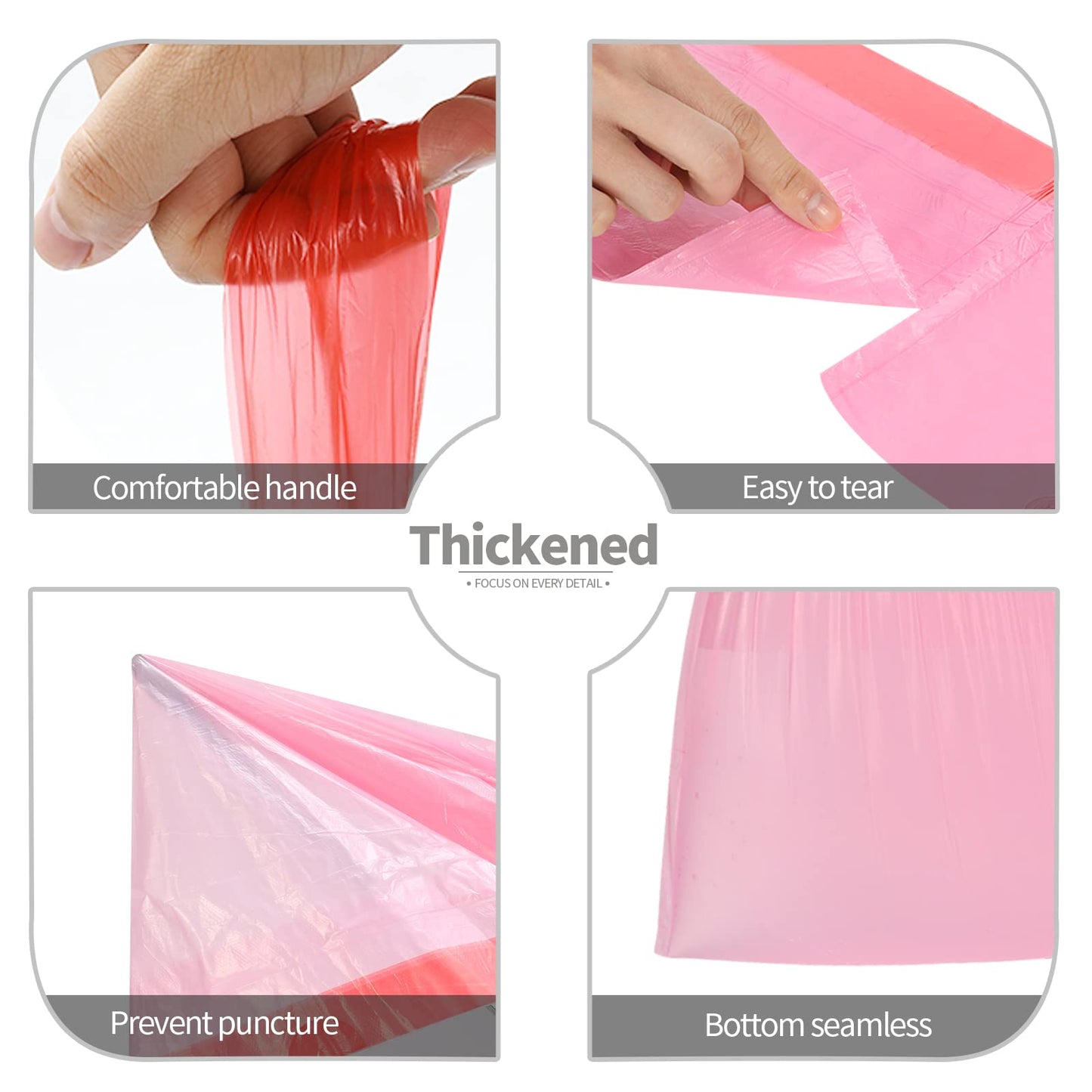 4 Gallon Drawstring Garbage Bags, Drawstring Trash Bags, Trash Bags for Office,Bathroom, Kitchen,Bedroom,6rolls/120 Counts(Pink)