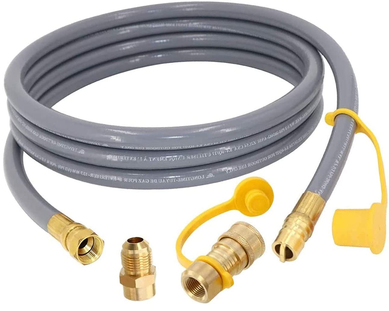 BQMAX 12 Feet Natural Gas Hose with 3/8" Quick Connect for Most BBQ Gas Grill, Fire Pit, Patio Heater and More, for Gas Grill Low-Pressure Appliance -3/8 Female Pipe Thread x 3/8 Male Flare