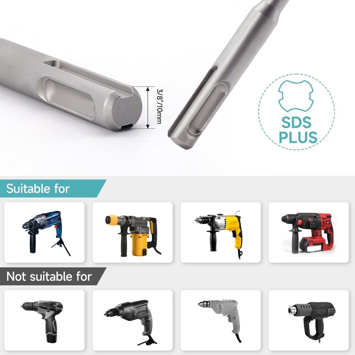 17Pcs Rotary Hammer Drill Bits and Chisel Set - SDS-Plus Carbide-Tipped Drill Bits and Chisels with Storage Case - Tools for Concrete Brick Stone and Other Masonry Construction Materials