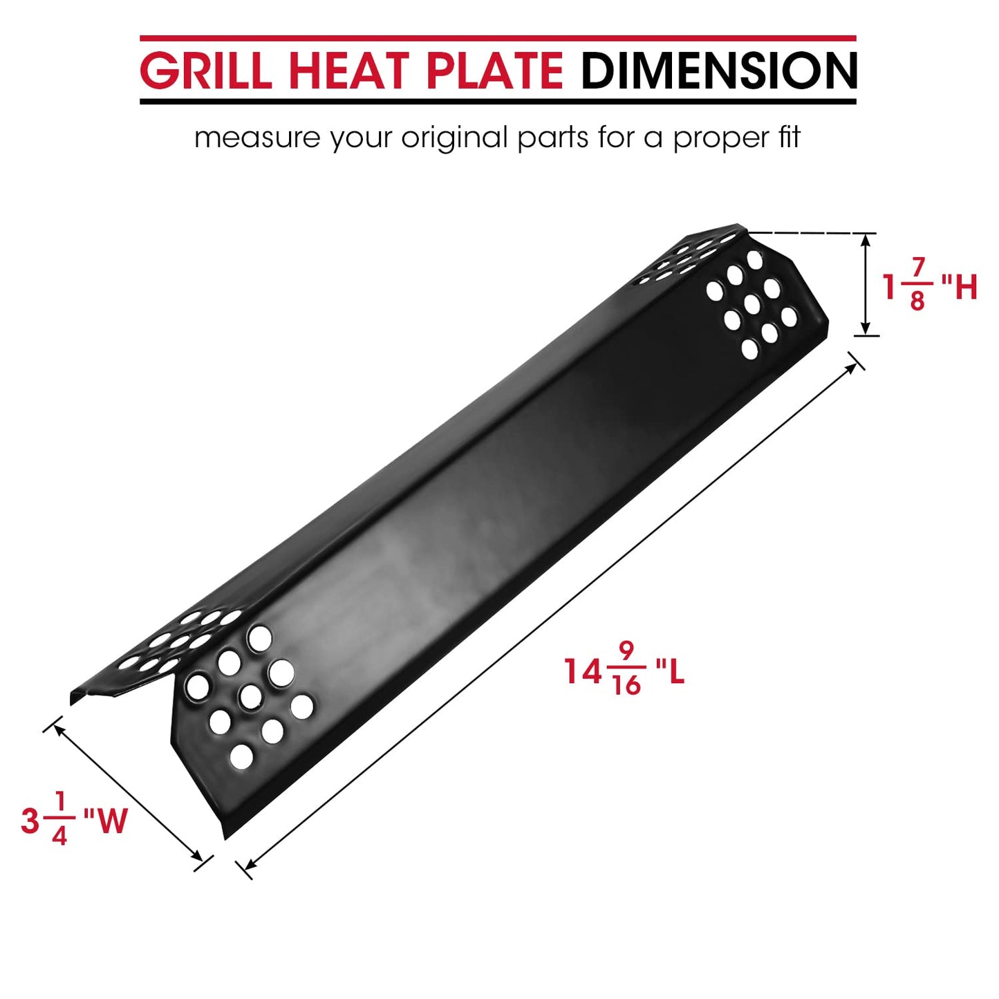 Unicook BBQ Heat Plates 14.56" L, Barbecue Gas Grill Replacement Parts, Porcelain Heat Shield Tent, BBQ Burner Cover, Flame Tamer for Gas Grills, 4 Pack