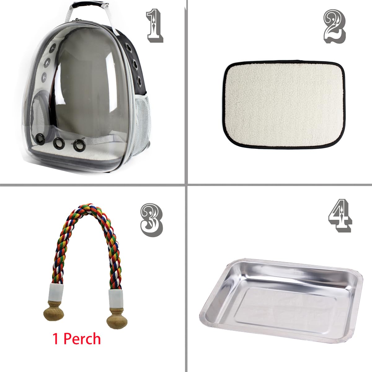Clear Bird Travel Carrier Backpack, Space Capsule Astronaut Transparent Bubble Window Bird Carry Cage Backpack with Stainless Steel Tray and Standing Perch