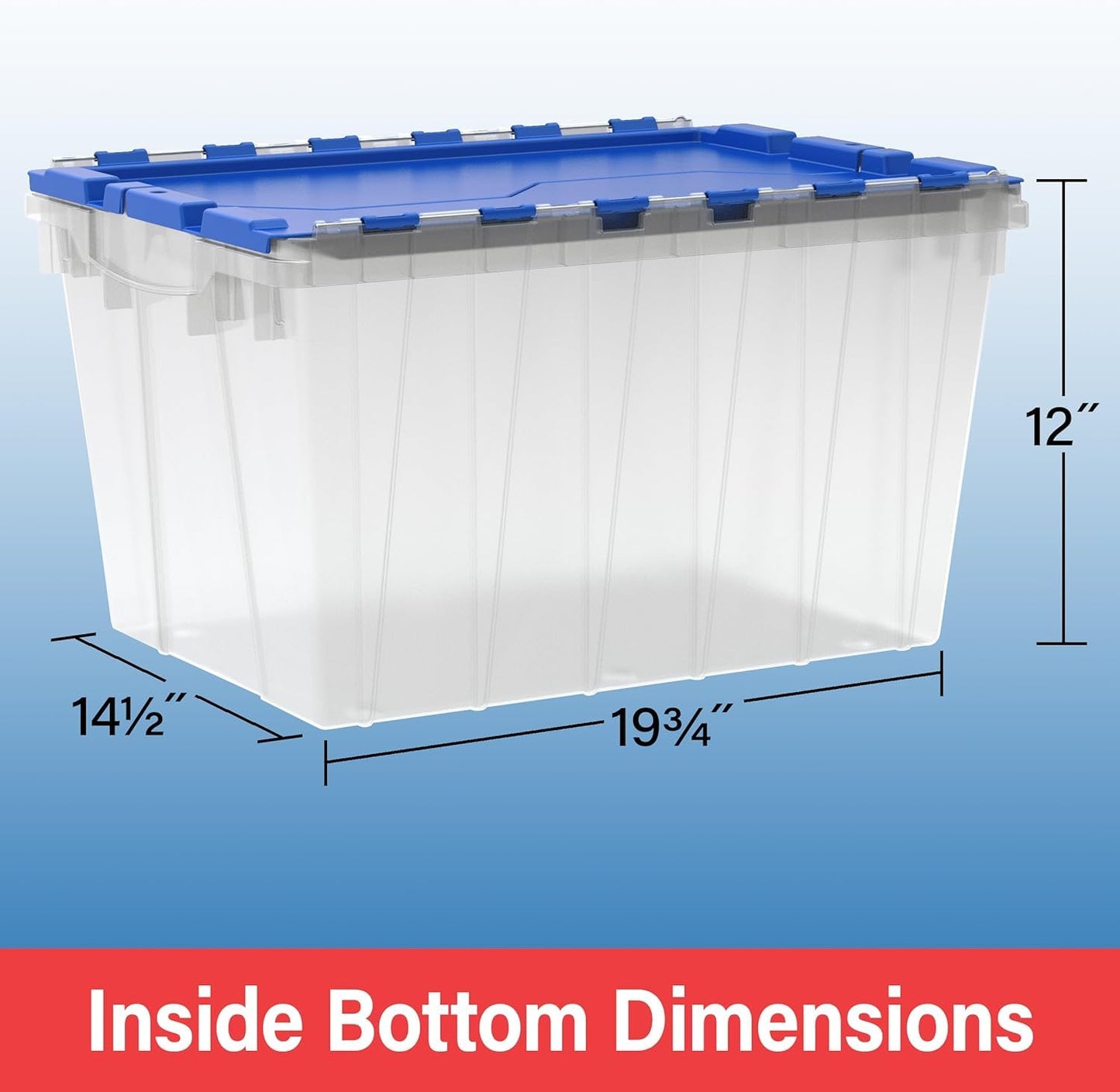 Akro-Mils 66486 12-Gallon Plastic Stackable Storage KeepBox Tote Container with Attached Hinged Lid, 21-1/2-Inch x 15-Inch x 12-1/2-Inch, Black/Yellow