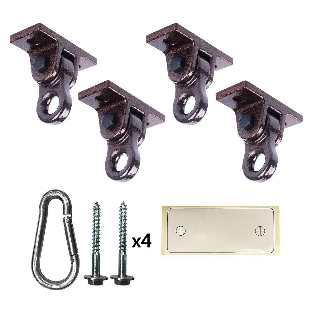 ABUSA Heavy Duty Bronze Swing Hangers Screws Bolts Included Over 5000 lb Capacity Playground Porch Yoga Seat Trapeze Wooden Sets Indoor Outdoor (4 Pack)