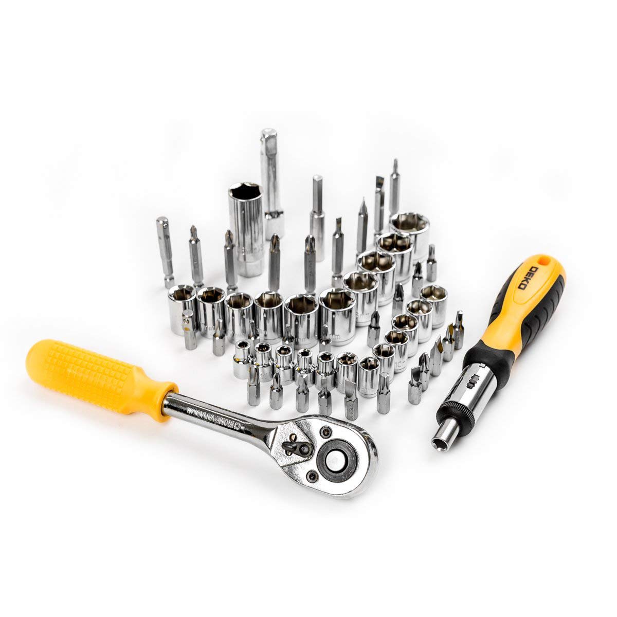 DEKOPRO 228pcs Socket Wrench Auto Repair Tool Combination Package Mixed Tool Set Hand Tool Kit with Plastic Toolbox Storage Case (228PCS)