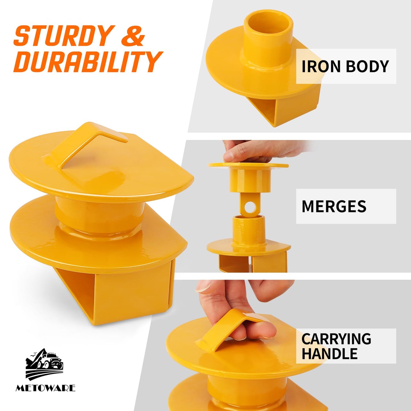 METOWARE Lunette Eye Lock Tow Drawbar Lock Heavy-Duty Steel Trailer Lock Fits All 2-1/2 to 3 Inch Lunette Eyes (Yellow)