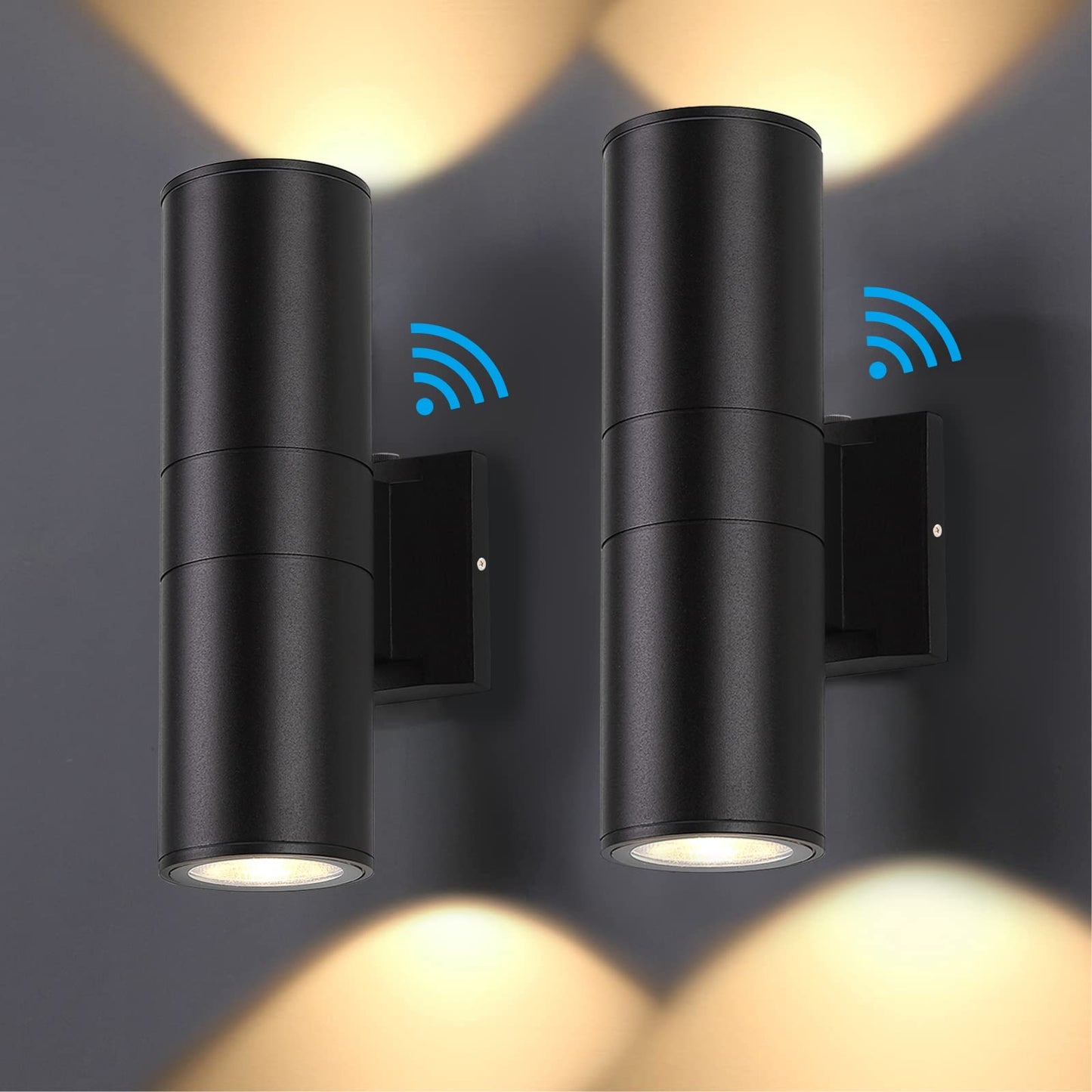 DAKAFUL Dusk to Dawn Outdoor Lighting Sensor Wall Lights 2Pack, 12W 2700K Integrated LED Cylinder Up Down Lights Outdoor, IP65 Waterproof Aluminum Wall Sconce Exterior Wall Light for Porch Patio etc.