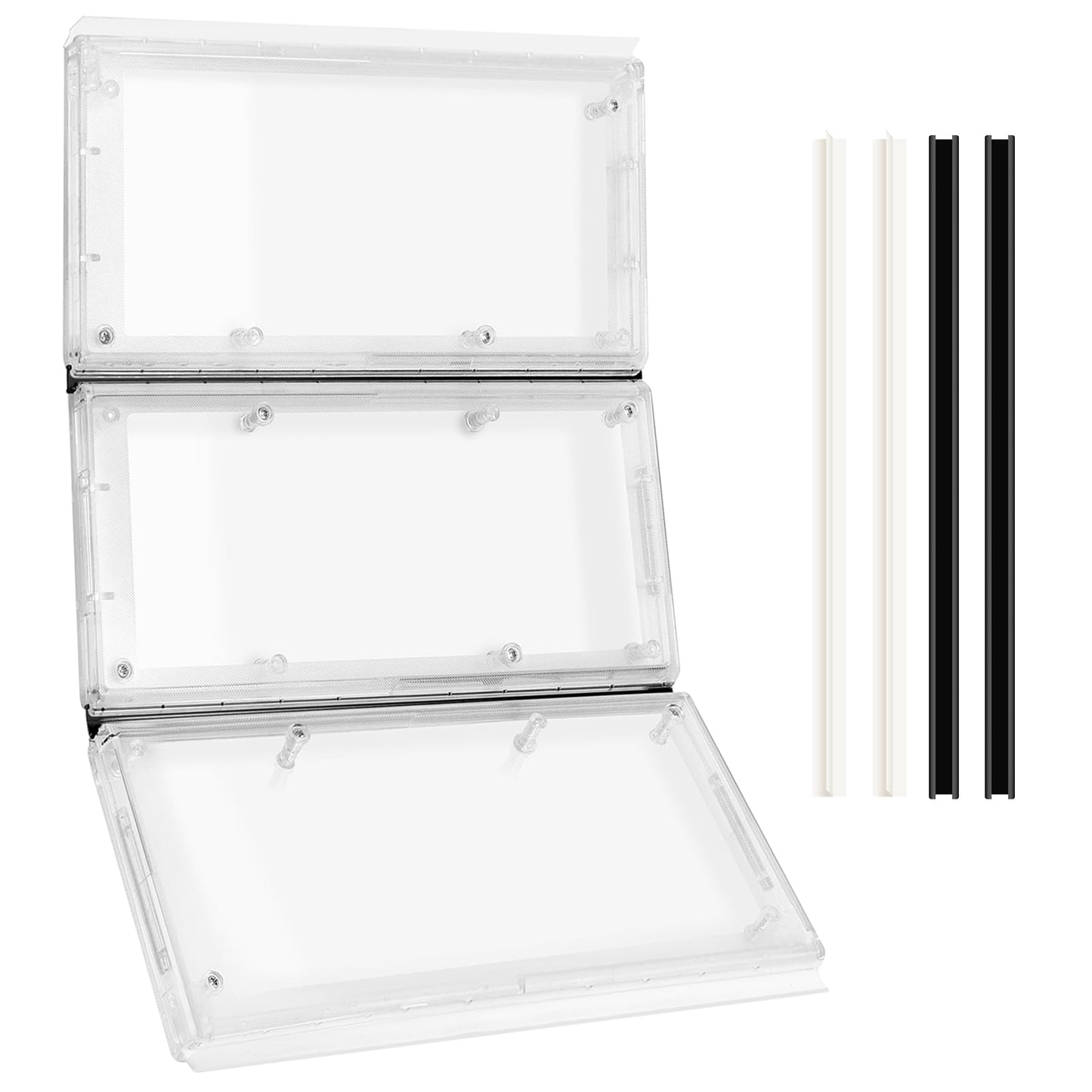 AirVows 3-Panel Airseal Giant Dog Pet Door Replacement Flap, 10.25" x 15.75", White, Magnetic, Polycarbonate, Plastic Frame, 4 Spare Rubber Strips, Easy Installation, 1 Year Warranty