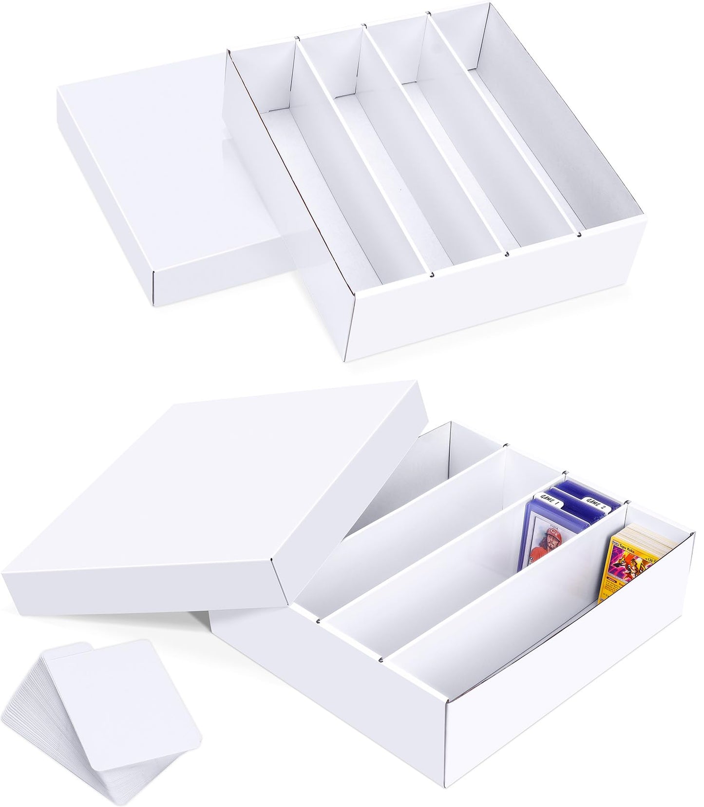 Trading Card Storage Box, 3200 Count Cardboard Storage Box with Divider for Sports, Tcg, Mtg Card(2 Pack)
