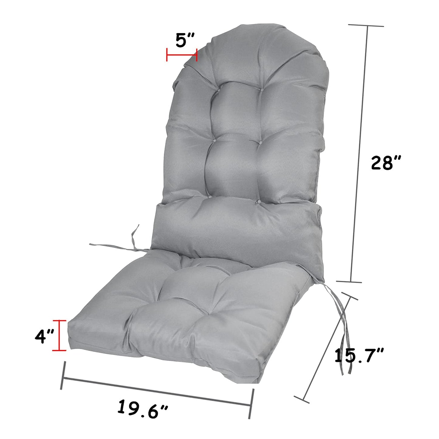 Adirondack Chair Cushion,Thickened Patio Chair Pad for Indoor and Outdoor, Water Proof and Fade-Resistant High Back Rocking Chair Cushion for Indoor and Outdoor,43.3 X 19.7 Inch (Light Gray)