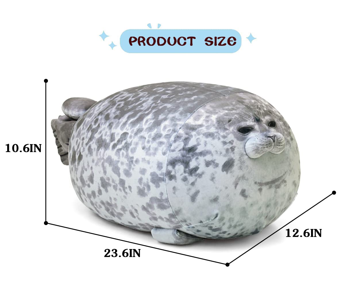 Chubby Blob Seal Plush Toy Pillow Stuffed Ocean Animal Soft Hugging Pillow Dolls Toys Gifts for Kids Boys Girls (60CM/23.6")
