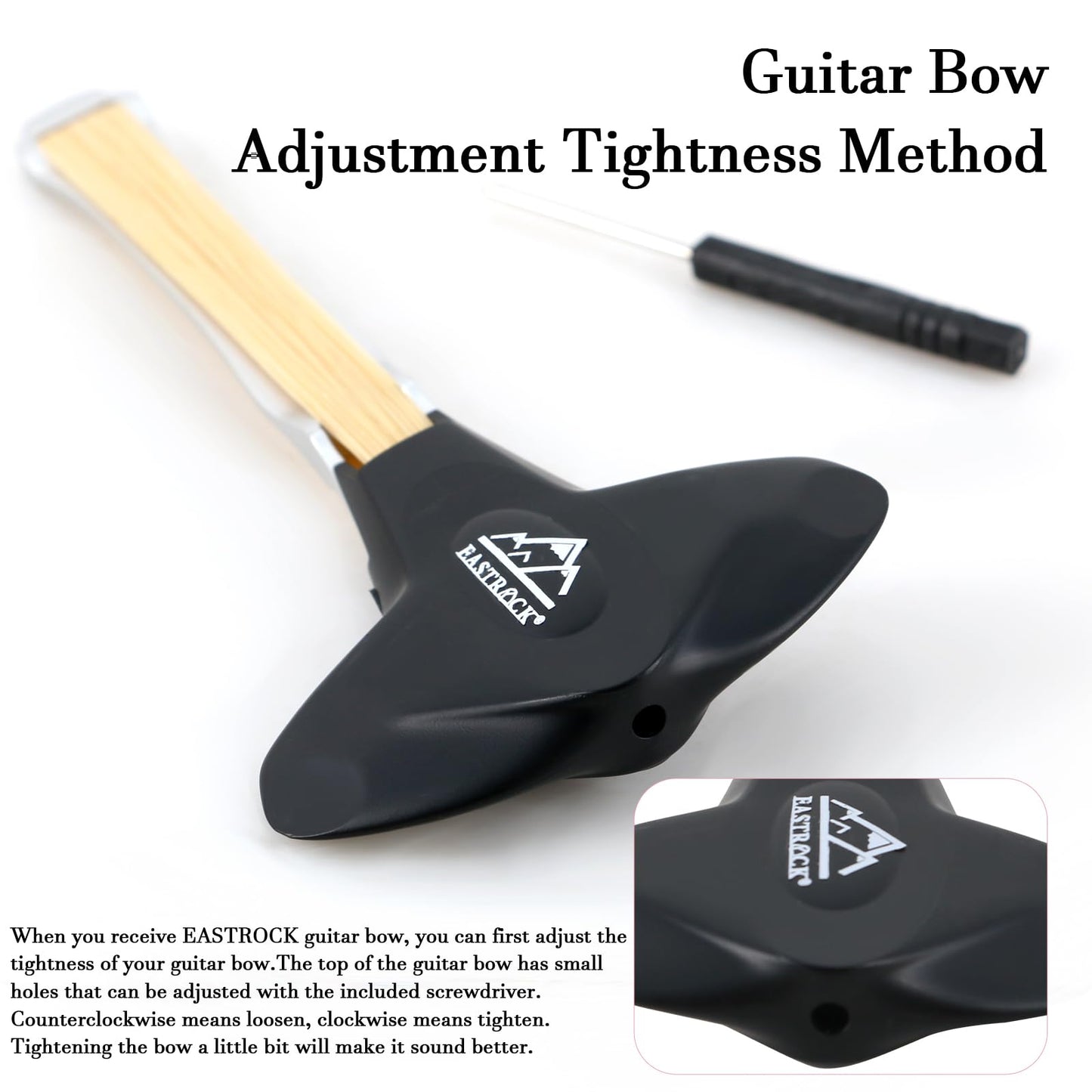 EASTROCK Guitar Bow, 2-in-1 Picasso Bow, Create Cello and Violin-Like Sounds, Dual-Purpose Plucked String Tools, Guitar Bow kit for Beginners and Professional Players Gift for Music Lover, Short Black