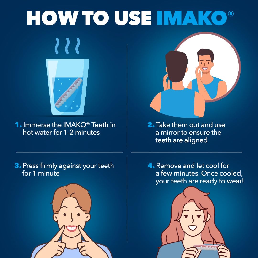 Imako Premium Cosmetic Uppers - 2 Pack - Large, Natural White - DIY Smile Makeover - Made in USA
