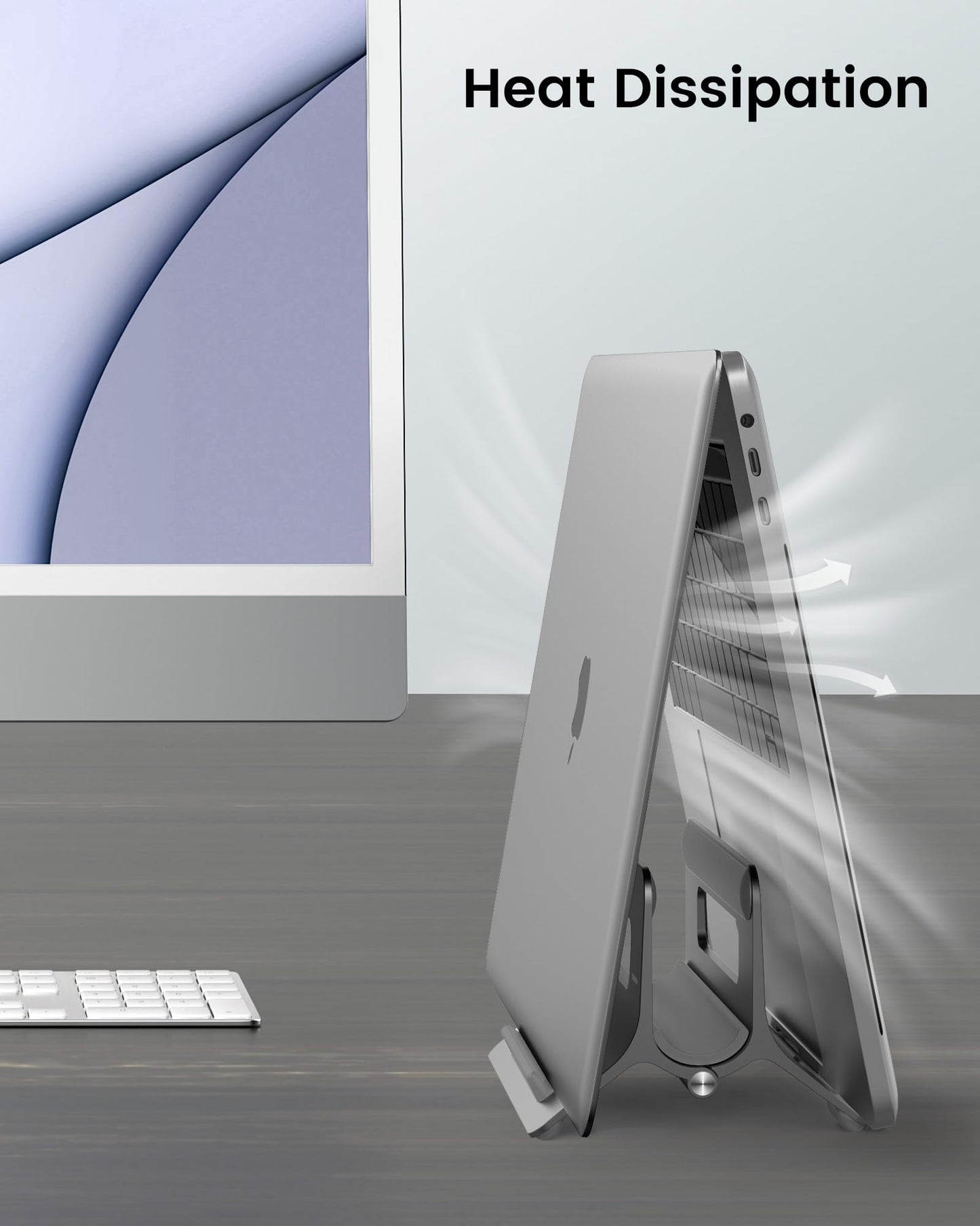 SODI Vertical Laptop Stand for Desk Storage, Portable Computer Stand Vertical MacBook Stand, Aluminum Laptop Holder Vertical Dock Stand Holder Compatible with MacBook Pro, MacBook Air, Space Grey