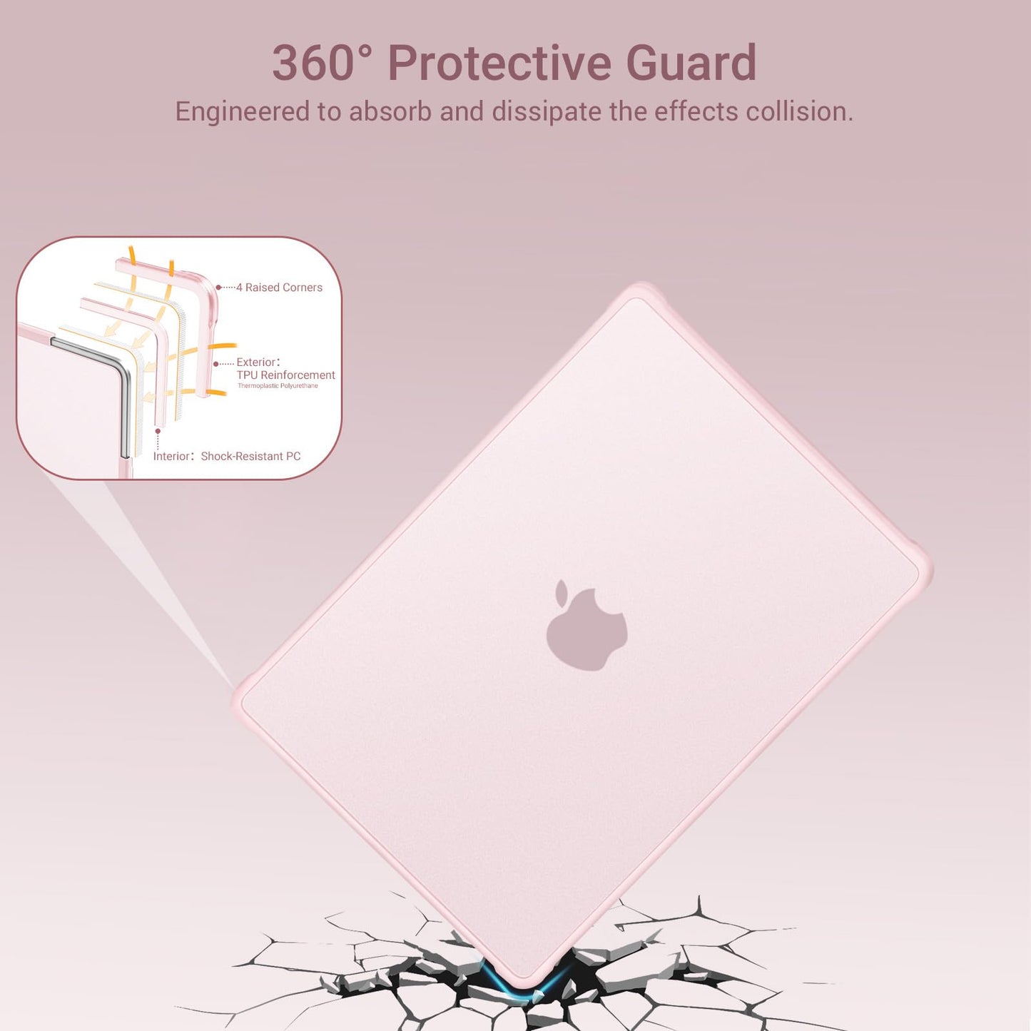 MOSISO Anti-Crack Slimness Case for MacBook Air 13 inch M5 M4 M3 M2 2026-2022 A3449 A3240 A3113 A2681,3 in 1 Kit Anti-Fingerprints Reinforced TPU Bumper Hard Shell for MacBook Air 13.6, Pink