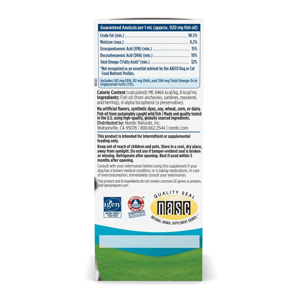 Nordic Naturals Omega 3 Pet - Fish Oil Liquid for Small Dogs and Cats, 2 Oz