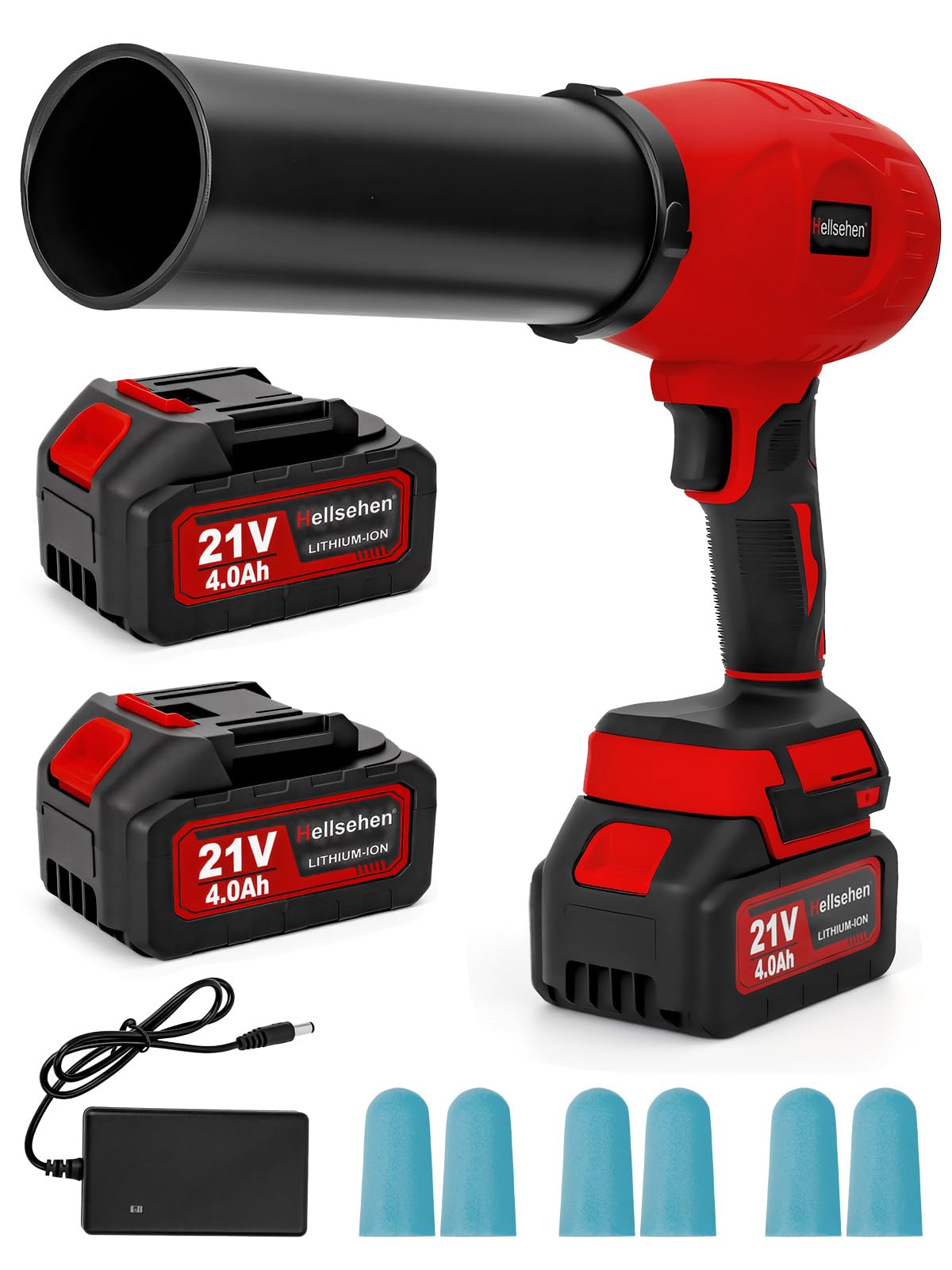 Cordless Leaf Blower with 2 Batteries and Charger Included，Handheld Leaf Blowers for Patio Cleaning, Lawn Care, Blowing Leaves and Dust, Red