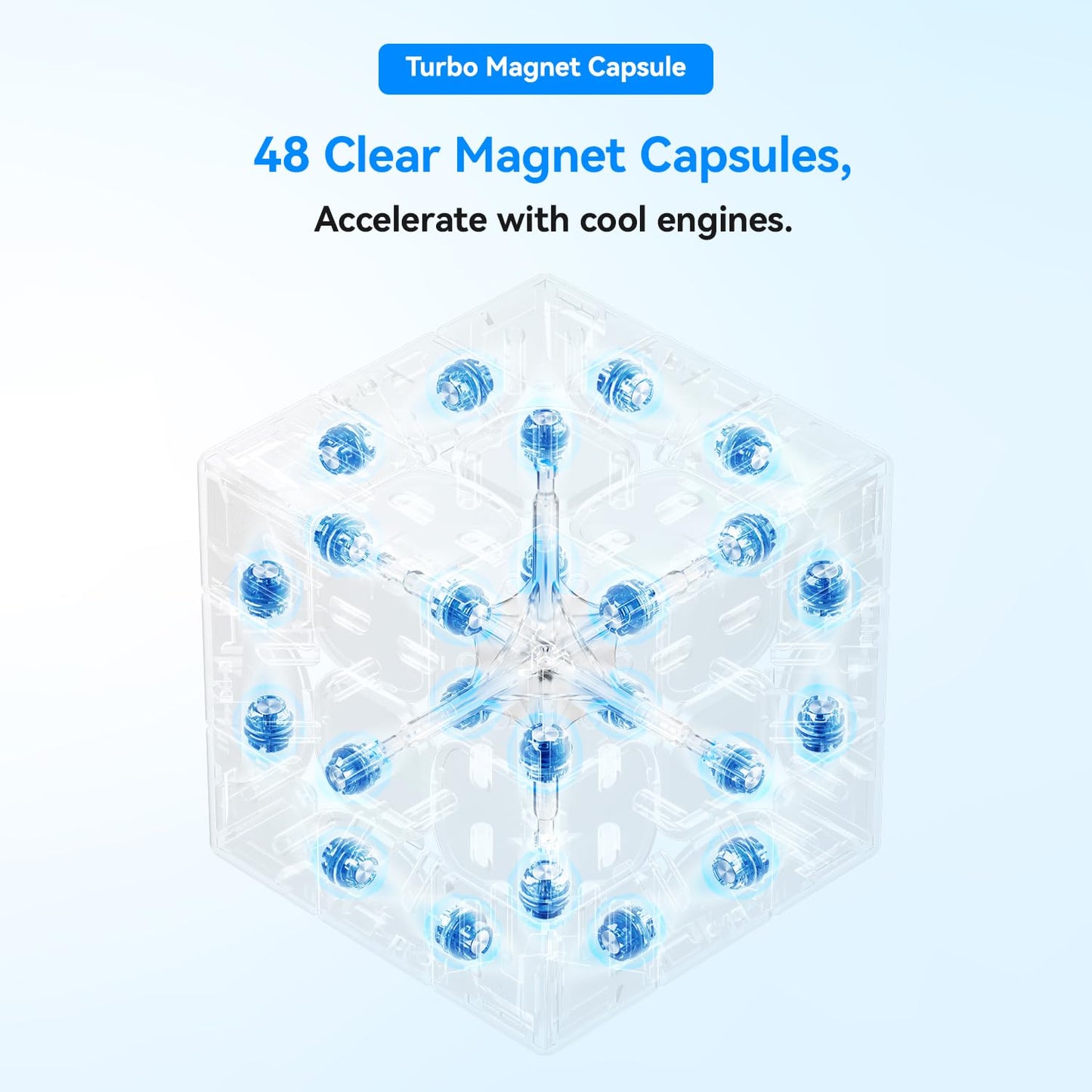 GAN356 M E Speed Cube 3x3 Magnetic, Customized 12 Tension Settings & 48 Clear Magnet Capsules, Practice Speedcube for Kids Adults Beginners Travel Games, Frosted Version