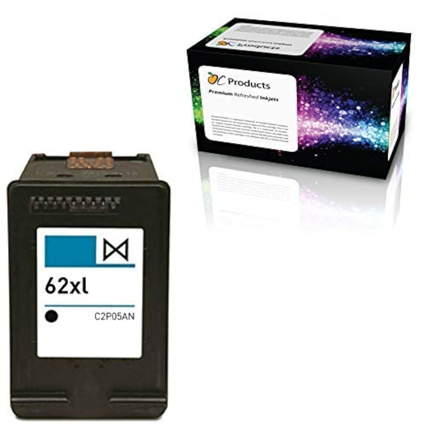 OCProducts Refilled HP 62XL Ink Cartridge Replacement for HP Officejet 5742 5740 8040 Envy 5540 5640 5660 7640 Printers (1 Black)