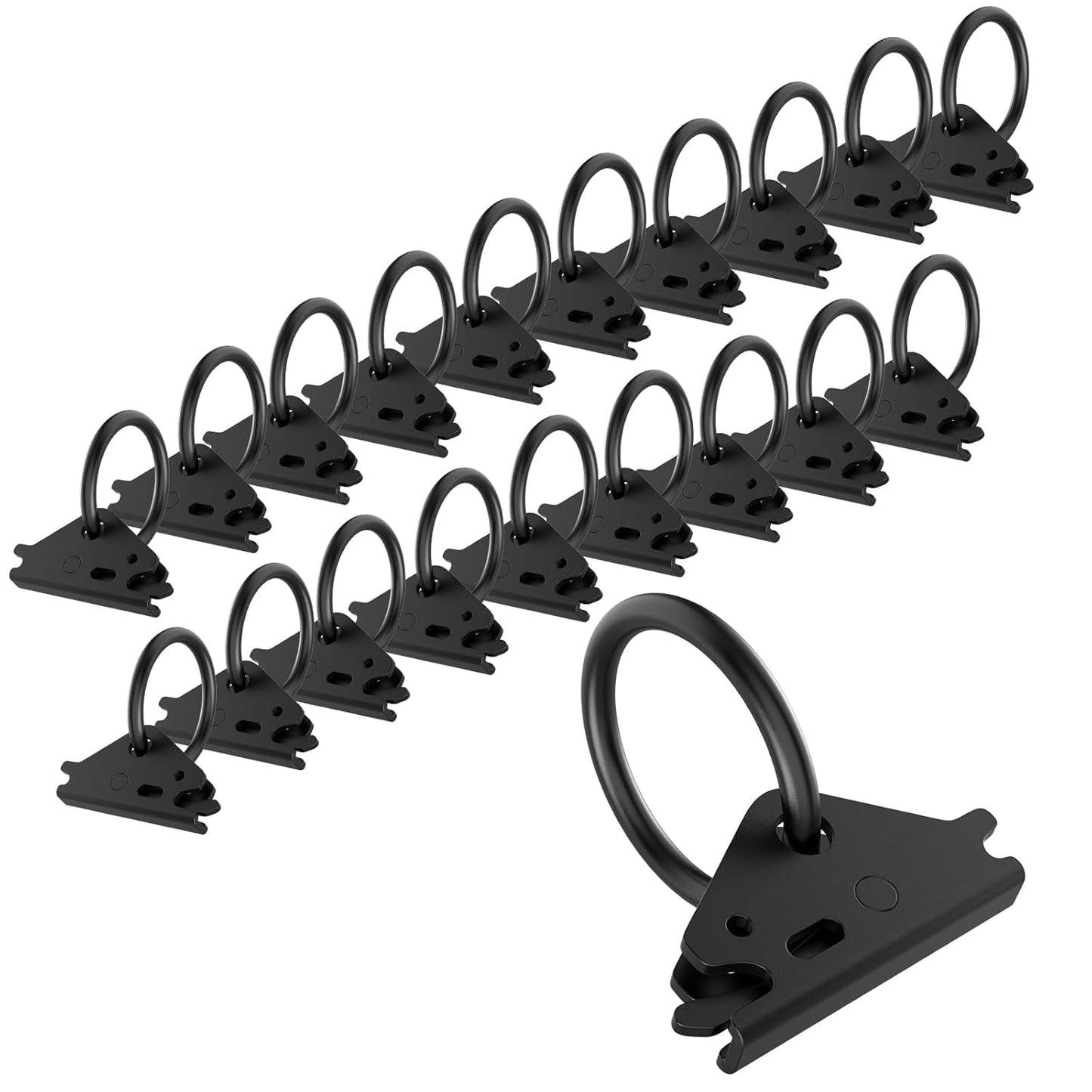20 Pcs Black E-Track O Ring, Steel E Track Tie Down Anchors Secure for Trailers Flatbeds Pickup Trucks