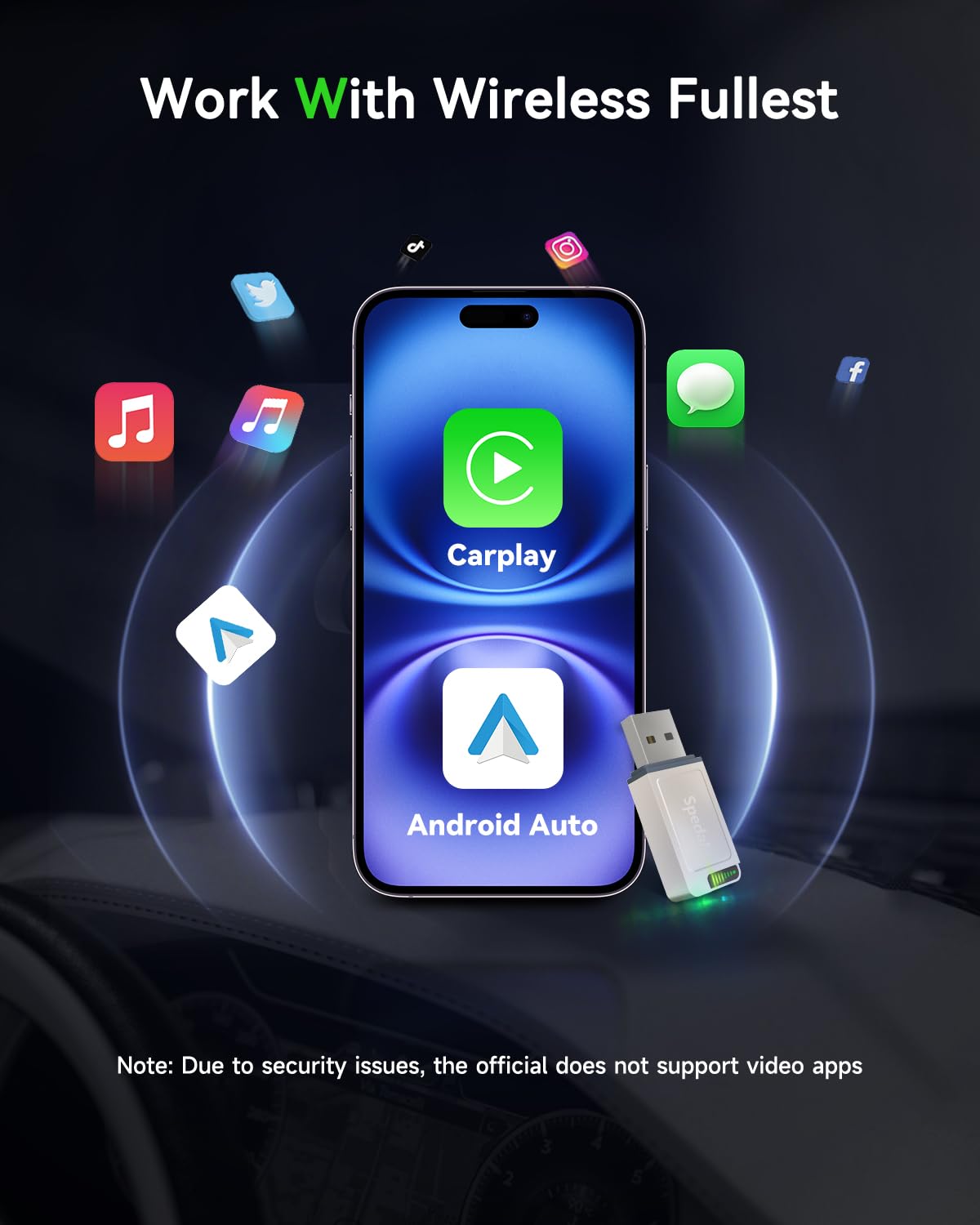 2-in-1 Wireless CarPlay & Android Auto Adapter, Plug & Play Dongle with 5GHz WiFi & Bluetooth, Auto-Connect, Fast & Stable, USB-A/C, Compatible with Most Cars 2017+