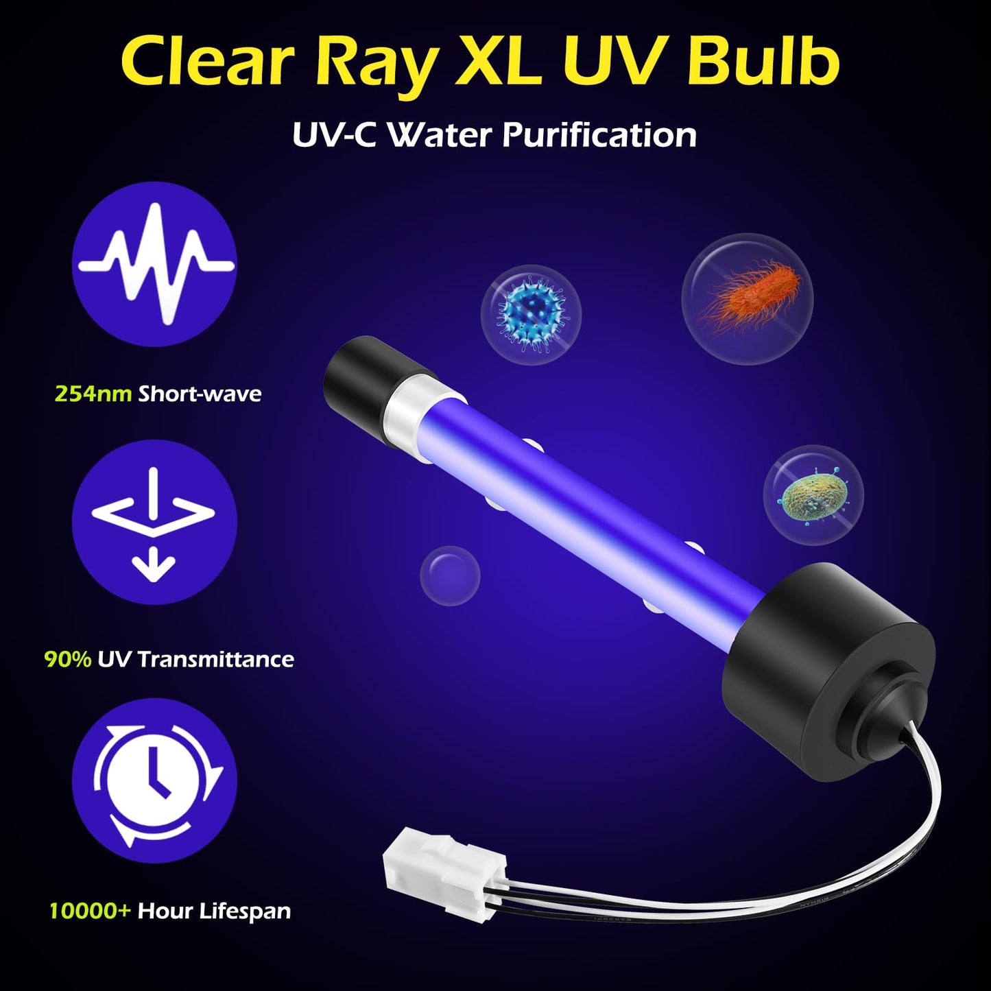 (2-Pack) 6472-841 Clear Ray XL Replacement Bulb for Jacuzzi Spa J-200 J-300 J-400, UV Bulb Replacement for Sundance Spas Hot Tub