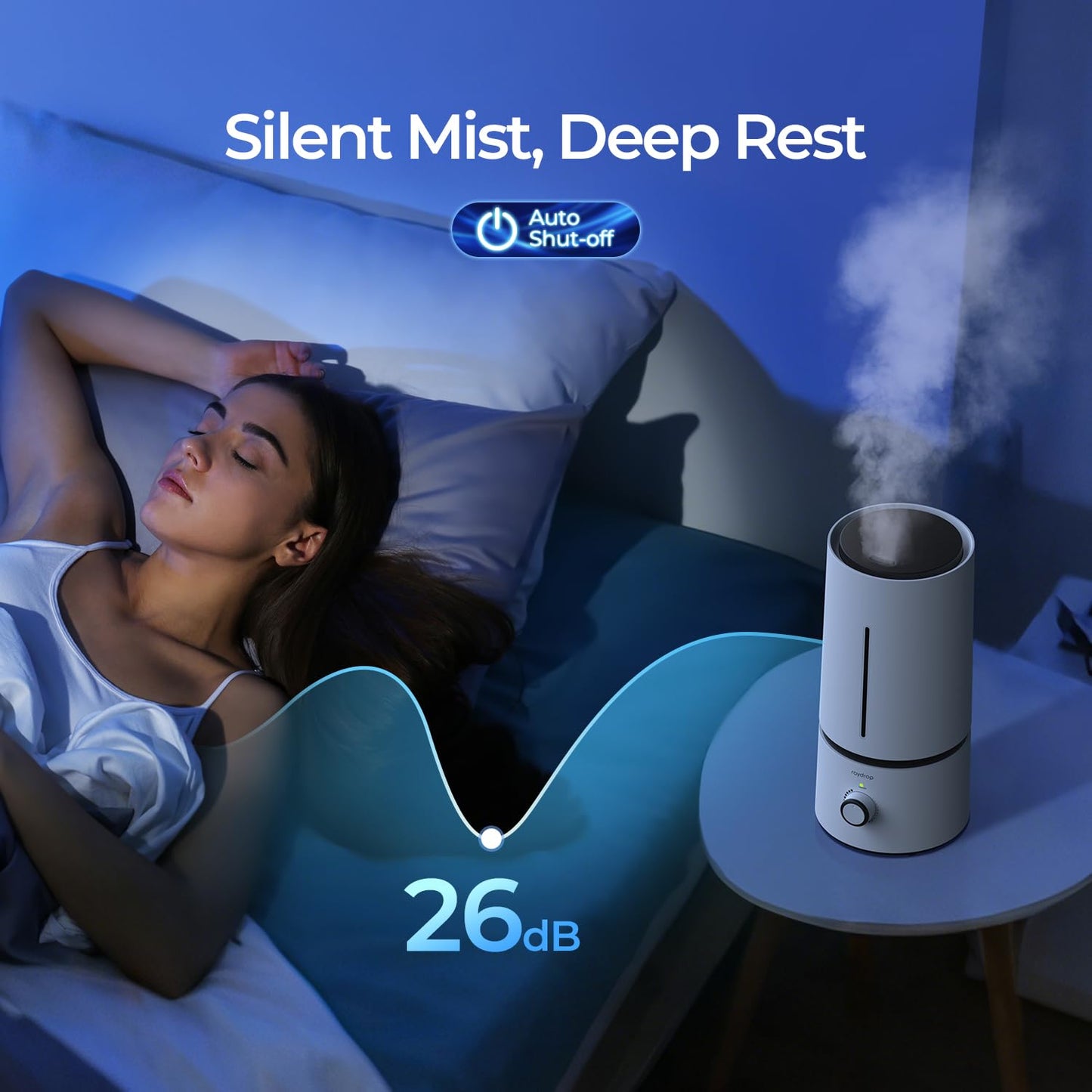 raydrop Cool Mist Humidifiers for Babies, 1.70 L Quiet and Small Ultrasonic Humidifier for Bedroom Nightstand, Space-Saving, Auto Shut Off
