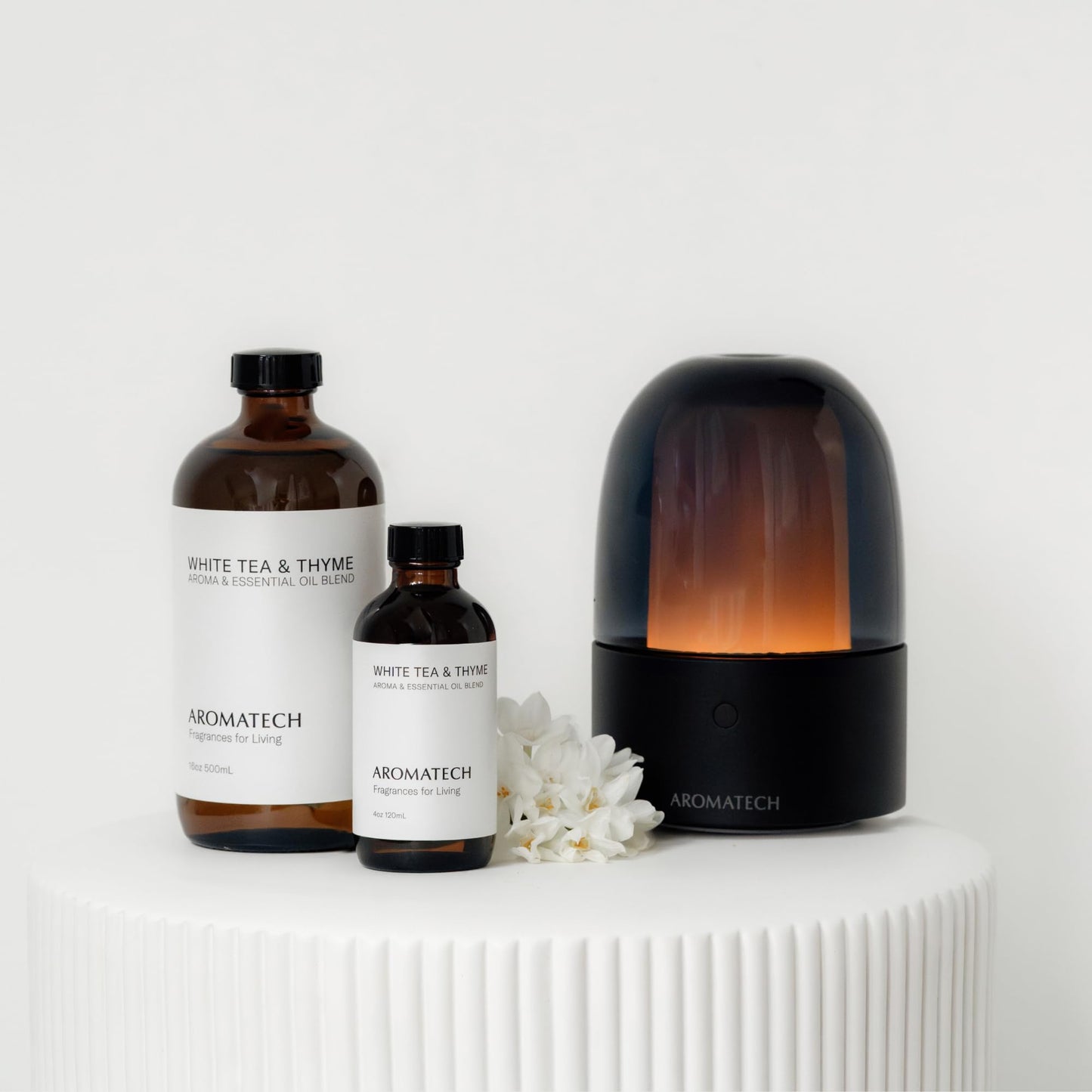 AromaTech White Tea & Thyme Premium Aroma Oil – Crisp & Delicate Home Fragrance with Notes of Tea Leaf, Fresh Thyme & Amber for Scent Diffusers, Cold-Air and UltraSonic Scent Machines – 120 mL