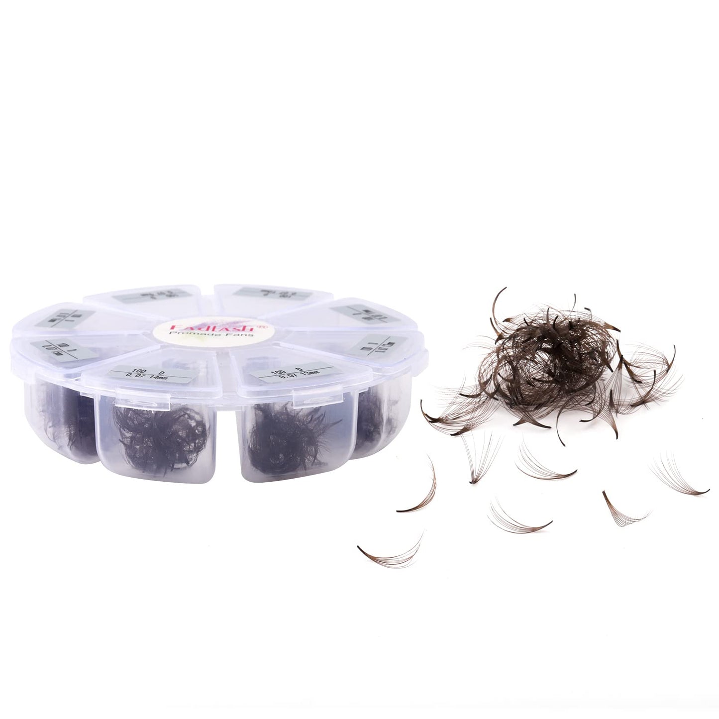 Colored 10D Premade Lash Extensions - Brown Mix (9-16mm, 0.07D) - 1000 Volume Fans for Eyelashes