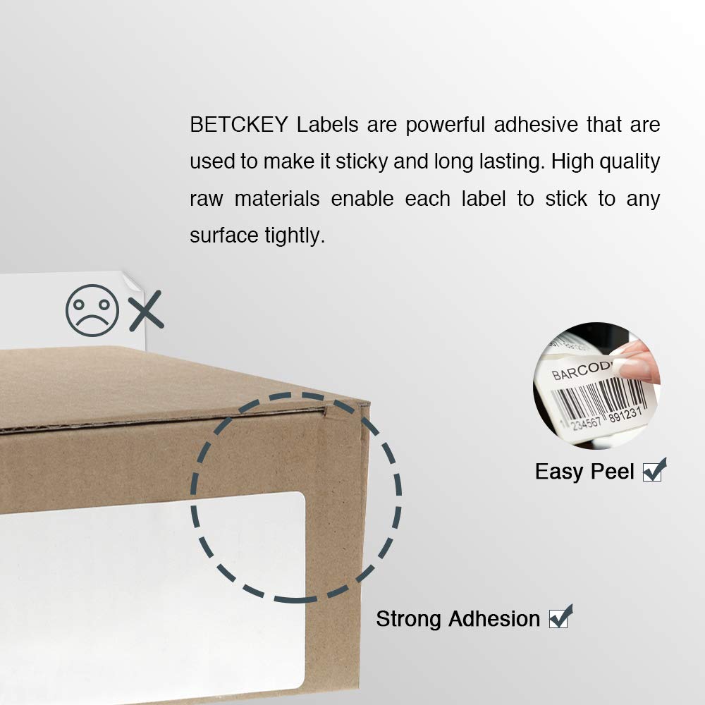 BETCKEY - Compatible DYMO 30334 (2-1/4" x 1-1/4" Removable) Medium Multipurpose Labels - Compatible with Rollo, DYMO Labelwriter 450, 4XL & Zebra Desktop Printers[6 Rolls/6000 Labels]